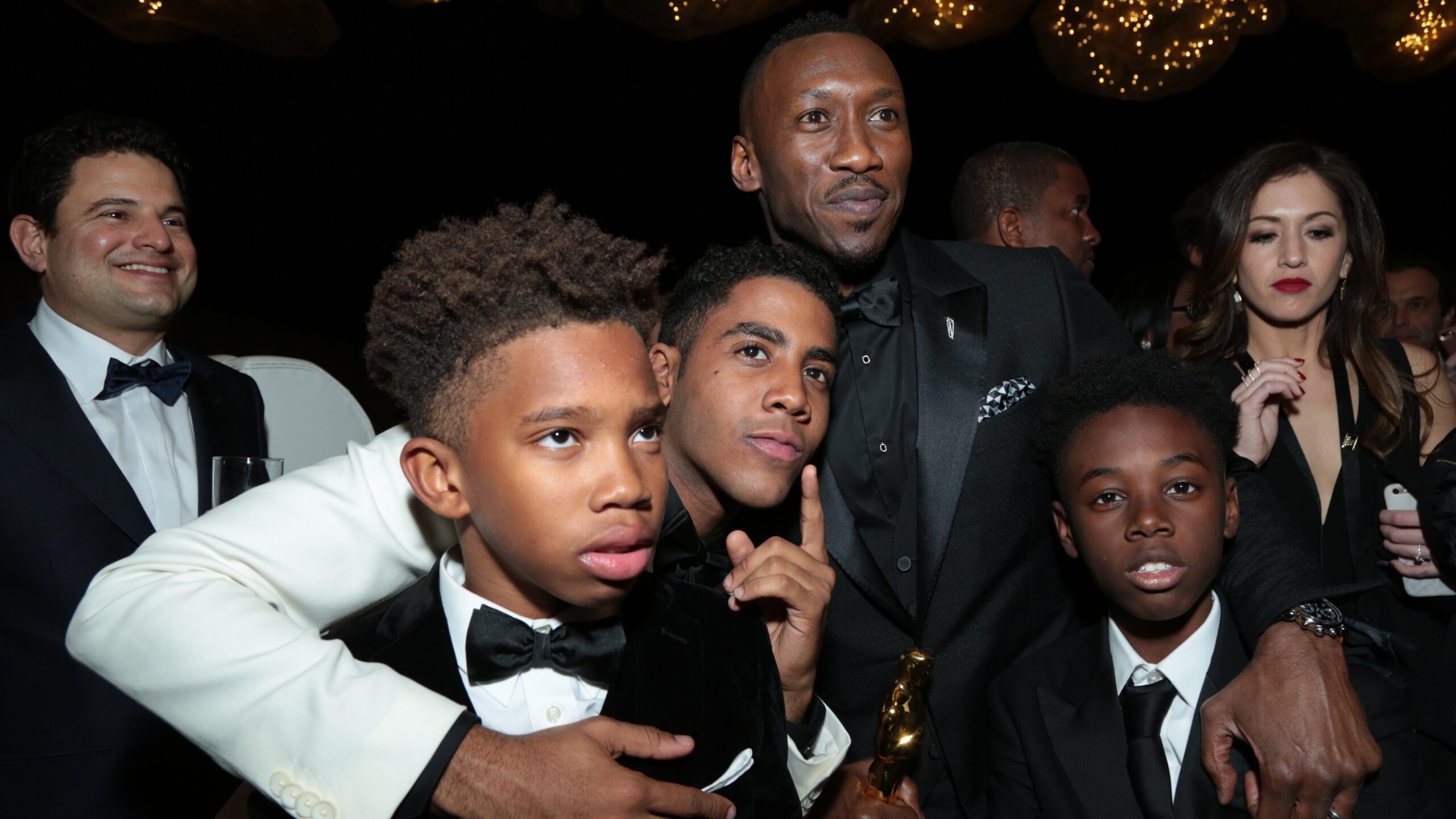 Moonlight's Jaden Piner, Jharrel Jerome, Mahershala Ali and Alex Hibbert attend the Governors Ball following the 89th Annual Academy Awards in Los Angeles, CA on Sunday, February 26, 2017. (Photo: Alex J. Berliner/ABImages) - Associated Press
