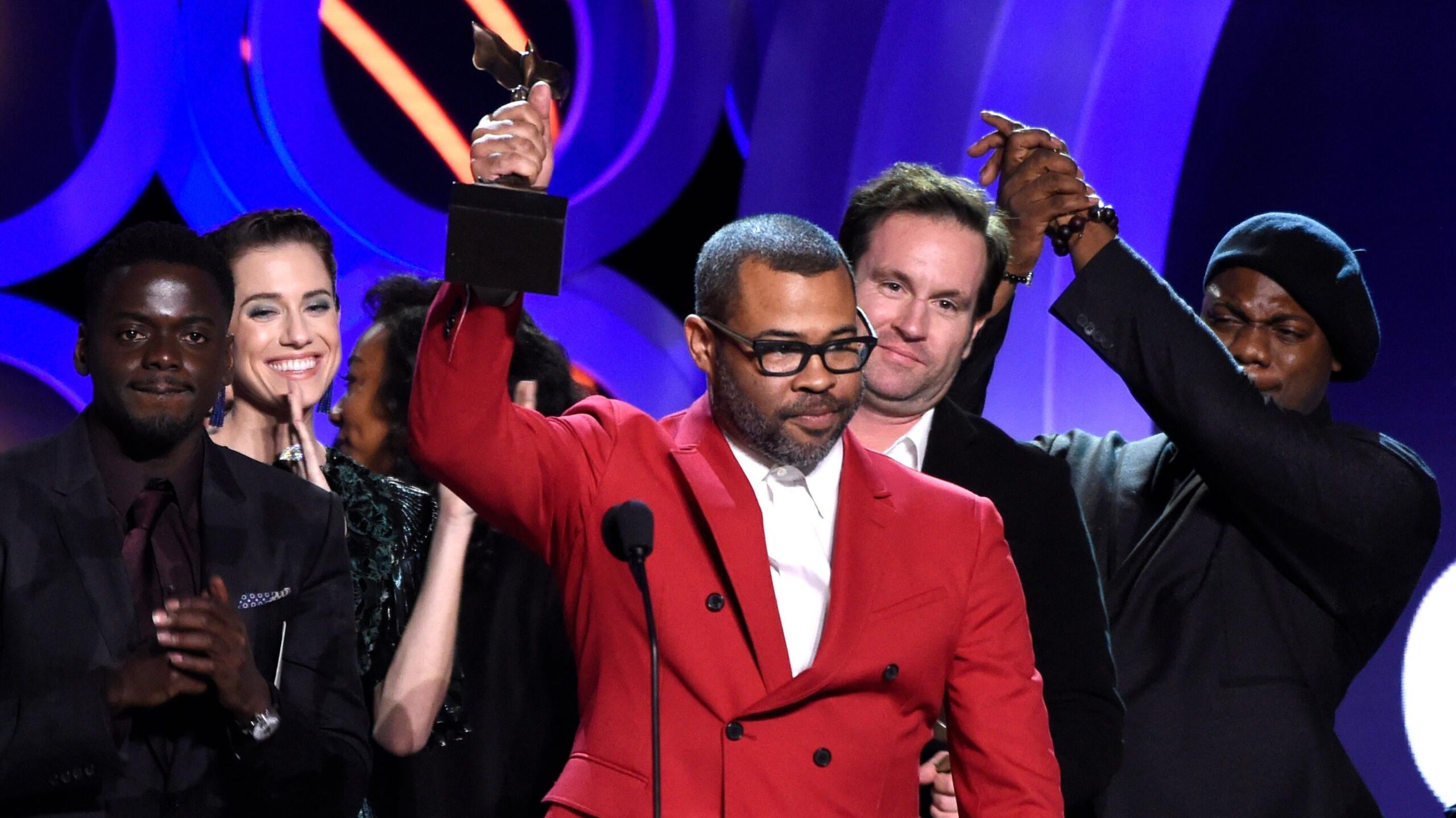 Jordan Peele accepts the award for best feature for "Get Out" at the 33rd Film Independent Spirit Awards on Saturday, March 3, 2018, in Santa Monica, Calif. (Photo by Chris Pizzello/Invision/AP) - Getty Images
