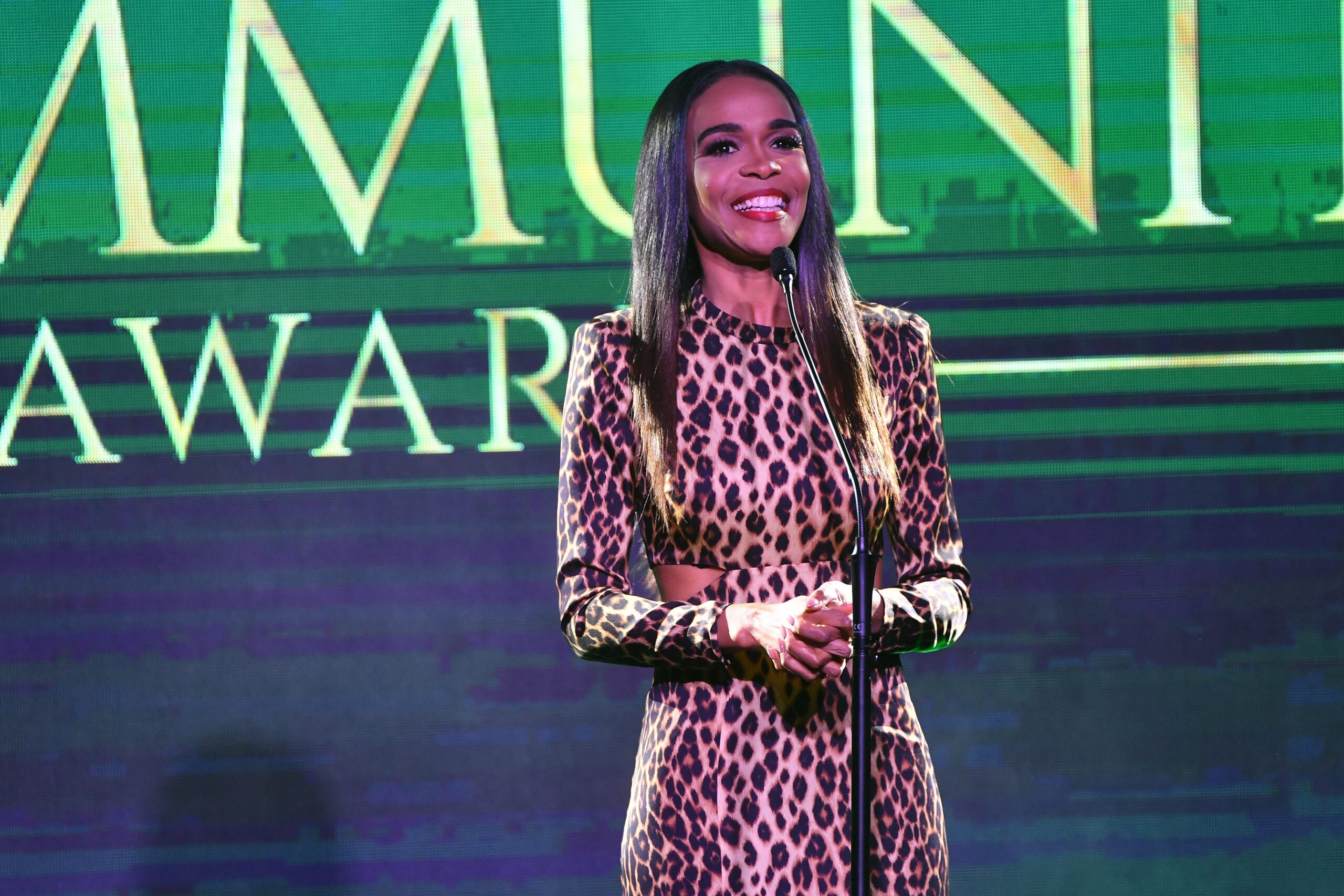 ATLANTA, GEORGIA - JANUARY 14: Host Michelle Williams speaks onstage during the 2023 Beloved Community Awards at Hyatt Regency Atlanta on January 14, 2023 in Atlanta, Georgia. Photo: Getty Images Paras Griffin