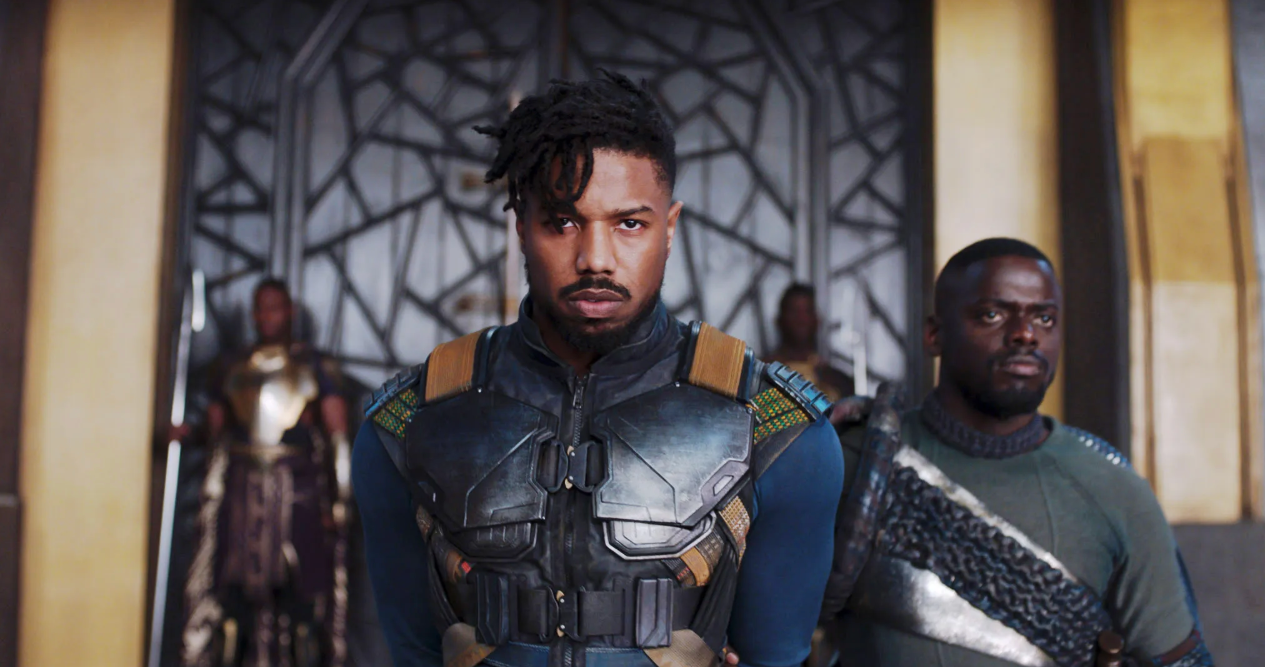 Michael B. Jordan, center, as Killmonger in the 2018 film, “Black Panther.” Photo: Marvel/Walt Disney Studios Motion Pictures Studios/ Everett