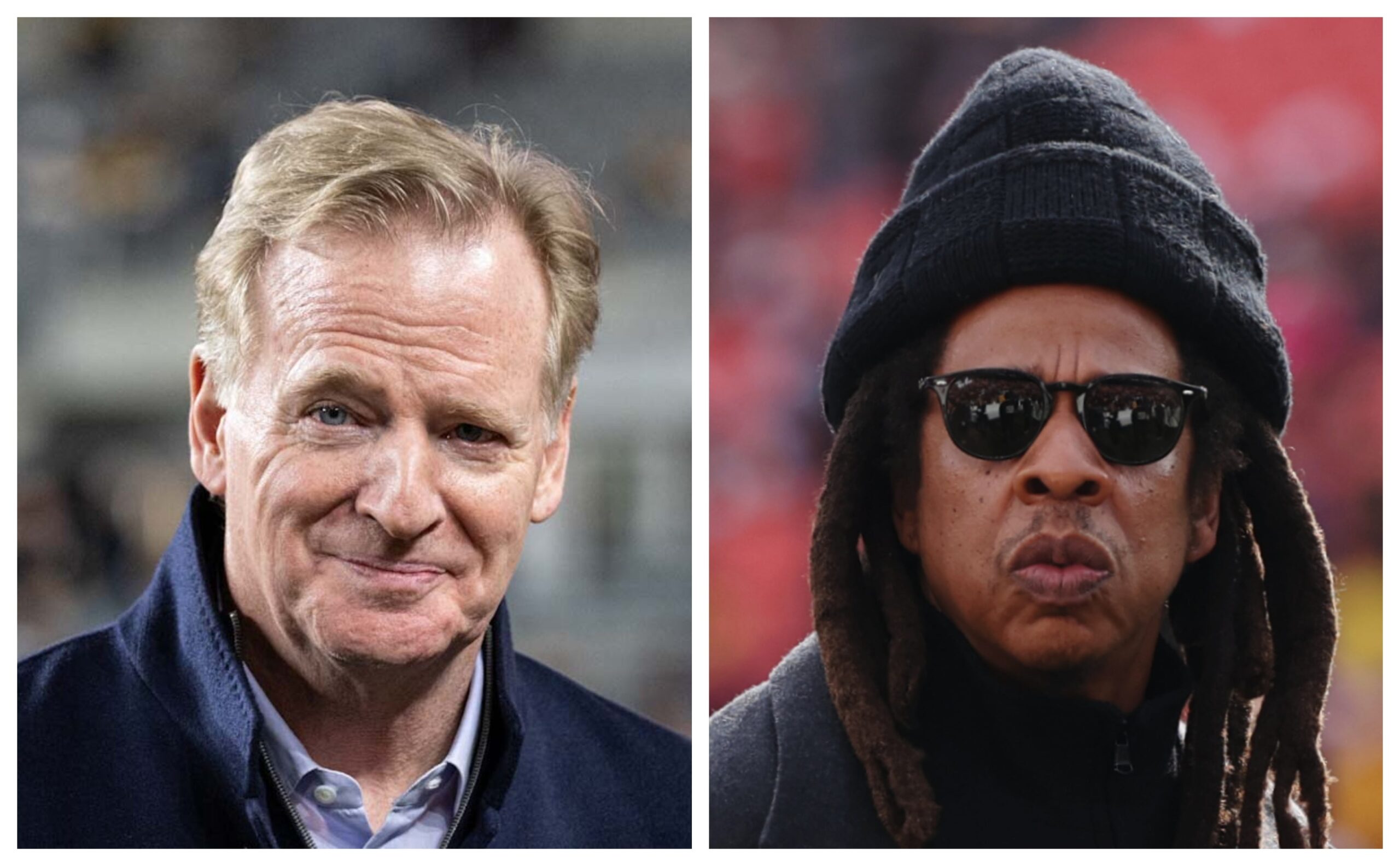NFL Commissioner Roger Goodell, left; Jay-Z. Photo: Getty Images Shelley Lipton/Icon Sportswire; Timothy Nwachukwu