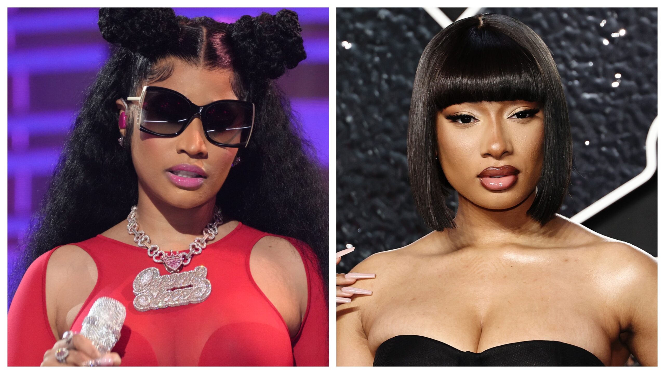 Nicki Minaj, left; Megan Thee Stallion. Photo: Getty Images Jeff Kravitz for MTV; Jamie McCarthy/WireImage
