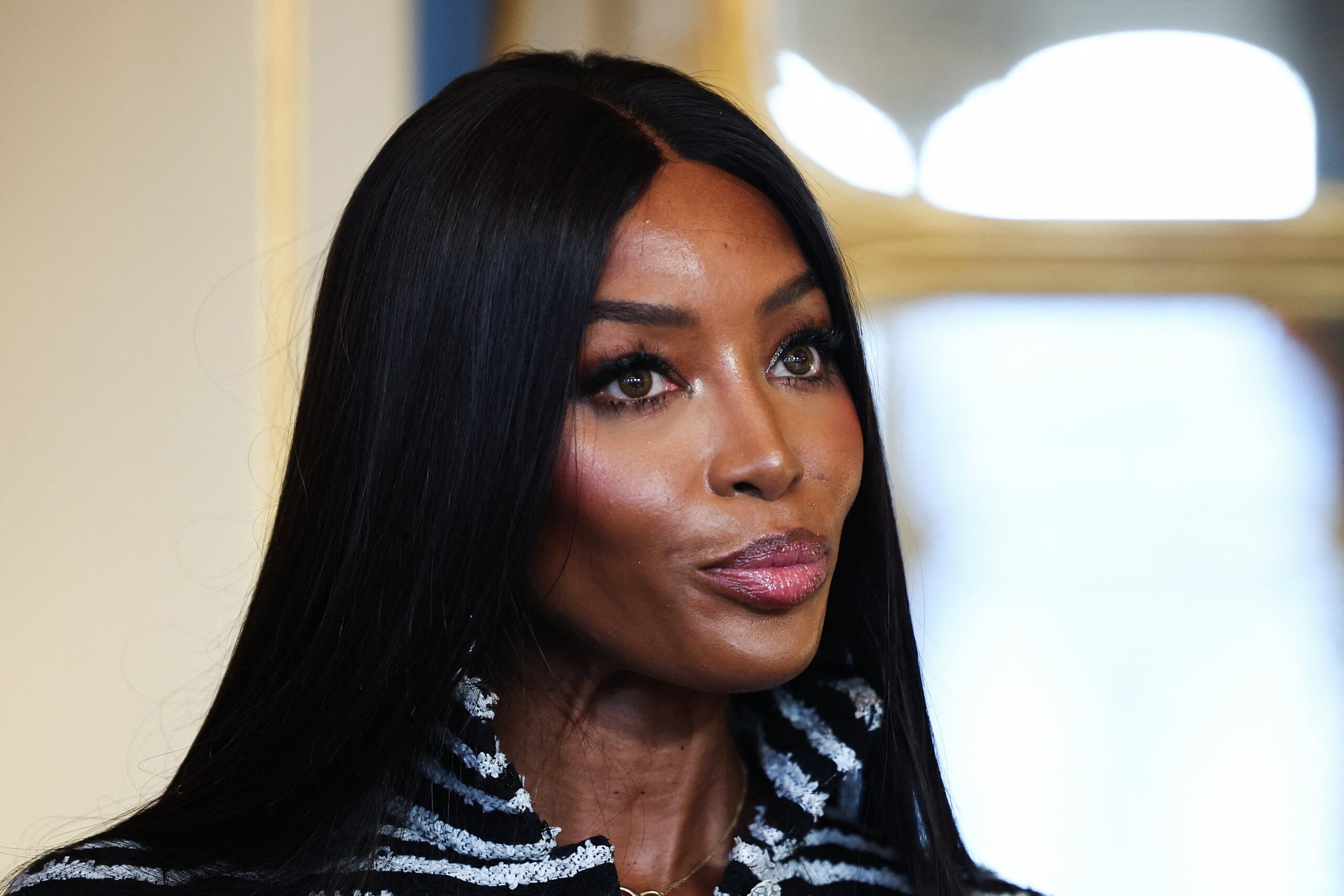 British model Naomi Campbell reacts after being awarded the ‘Chevalier de l’ordre des Arts et des Lettres’ (Knight of the Order of Arts and Letters) title at the French Ministry for Culture in Paris on September 26, 2024. Photo: Getty Images ANNE-CHRISTINE POUJOULAT/AFP