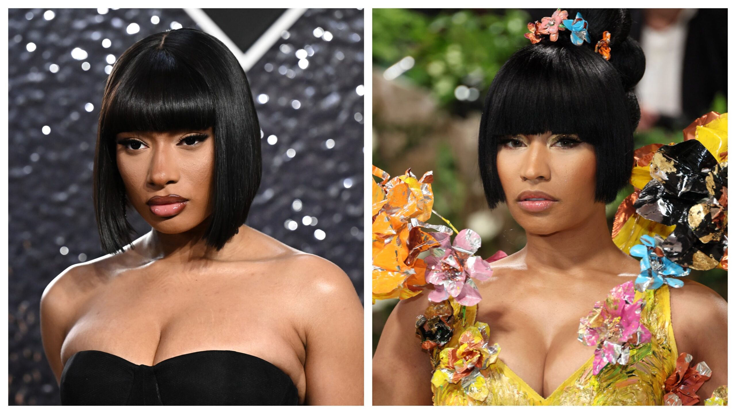 Megan Thee Stallion, left; Nicki Minaj. Photo: Getty Images Gilbert Flores/Billboard; Dia Dipasupil