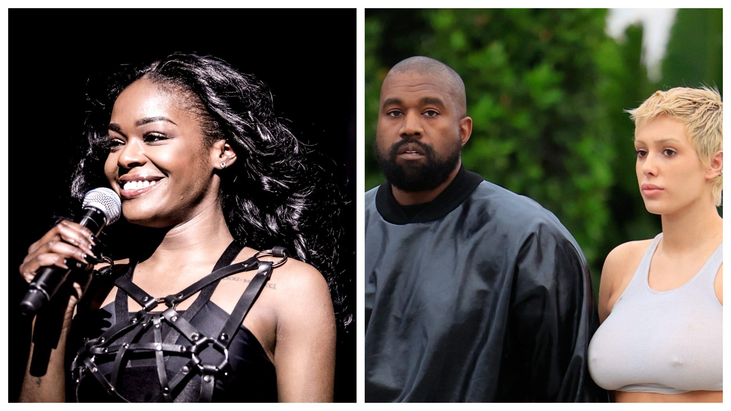 Azealia Banks, left; Kanye West and Bianca Censori. Photo: Getty Images Christie Goodwin/Redferns; Rachpoot/Bauer-Griffin/GC Images