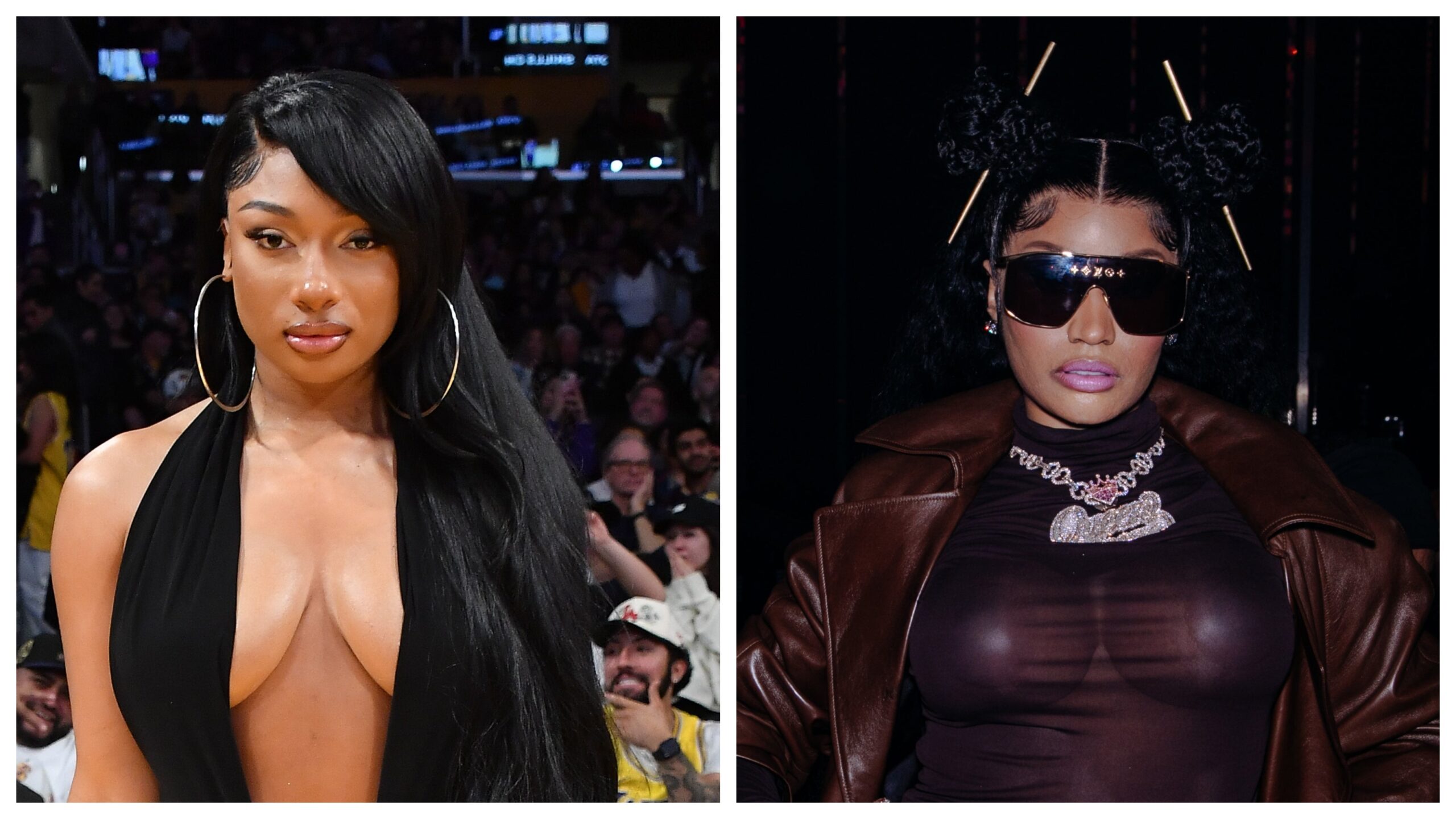 Megan Thee Stallion, left; Nicki Minaj. Photo: Getty Images Allen Berezovsky/Catherine Powell for MTV