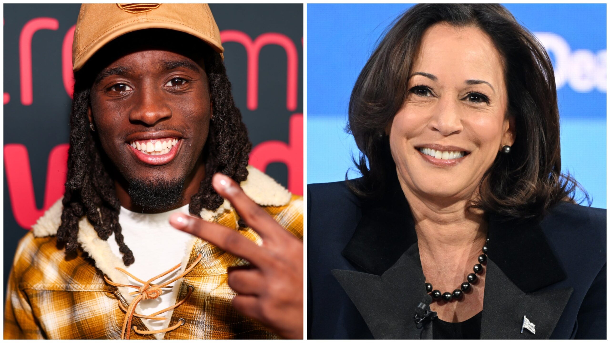 Kai Cenat, left; Vice President Kamala Harris. Photo: Getty Images Christopher Polk/Penske Media; Slaven Vlasic for The New York Times