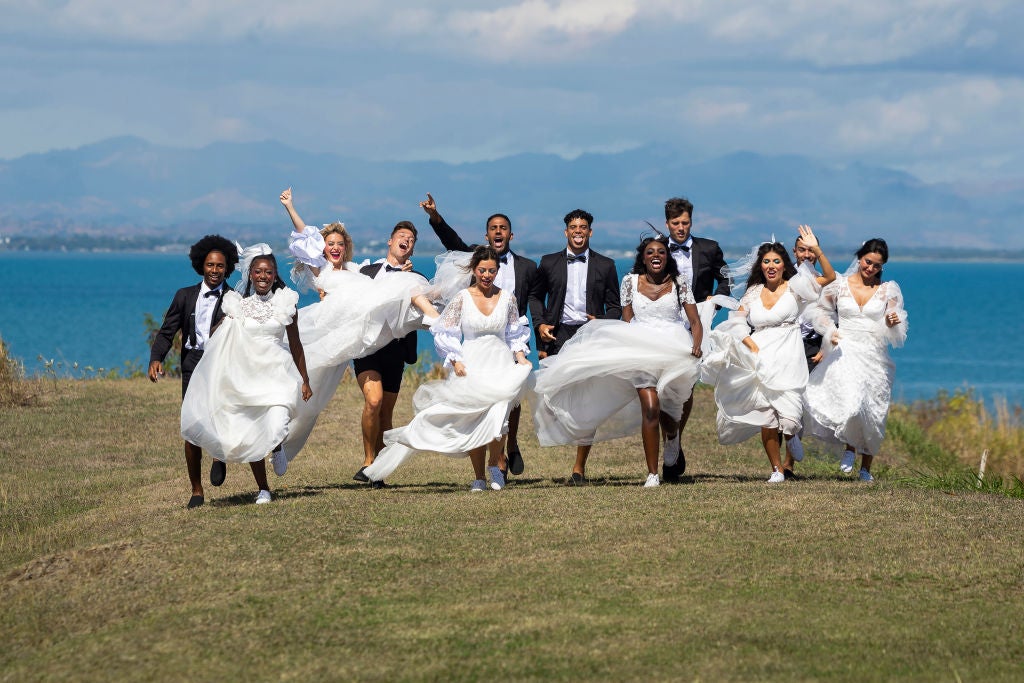 Kordell Beckham and Serena Page, far left, are the winning couple on Peacock reality TV series “Love Island USA.” Photo: Getty Images Ben Symons/Peacock