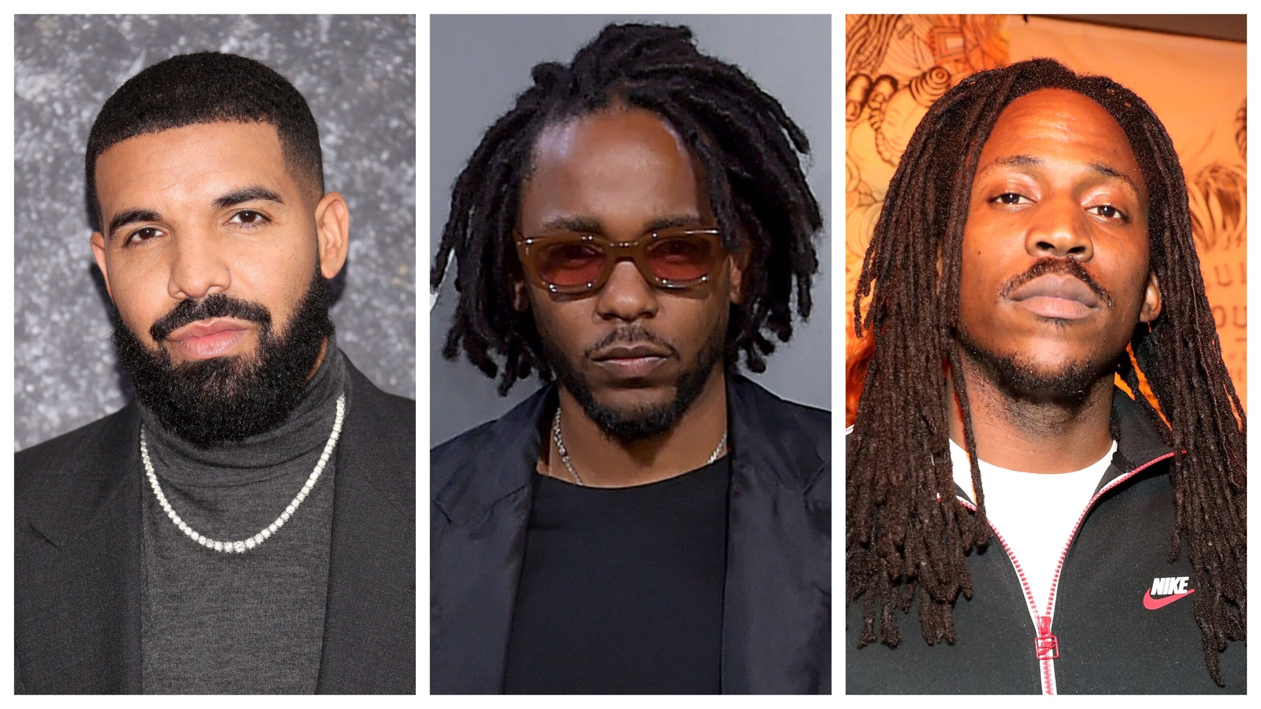 Drake, left; Kendrick Lamar, SiR. Photo: Getty Images Mike Marsland/WireImage; Antony Jones for Spotify; Johnny Nunez for Bulleit Frontier Whiskey