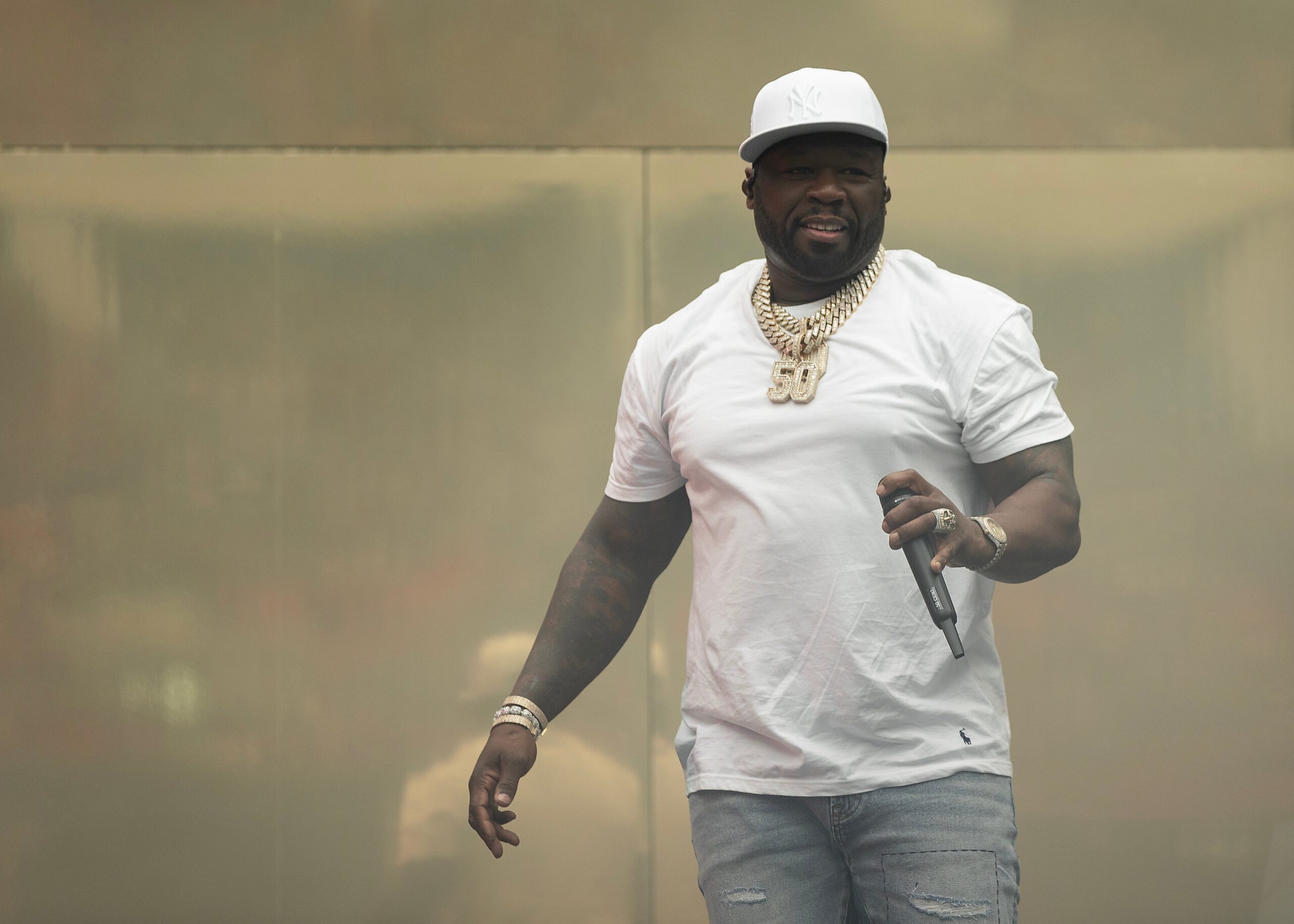Rapper 50 Cent performs on stage during the pre-game concert ahead of BC Lions season kick off game against Calgary Stampeders at BC Place on June 15, 2024 in Vancouver, British Columbia, Canada. Photo: Getty Images Andrew Chin