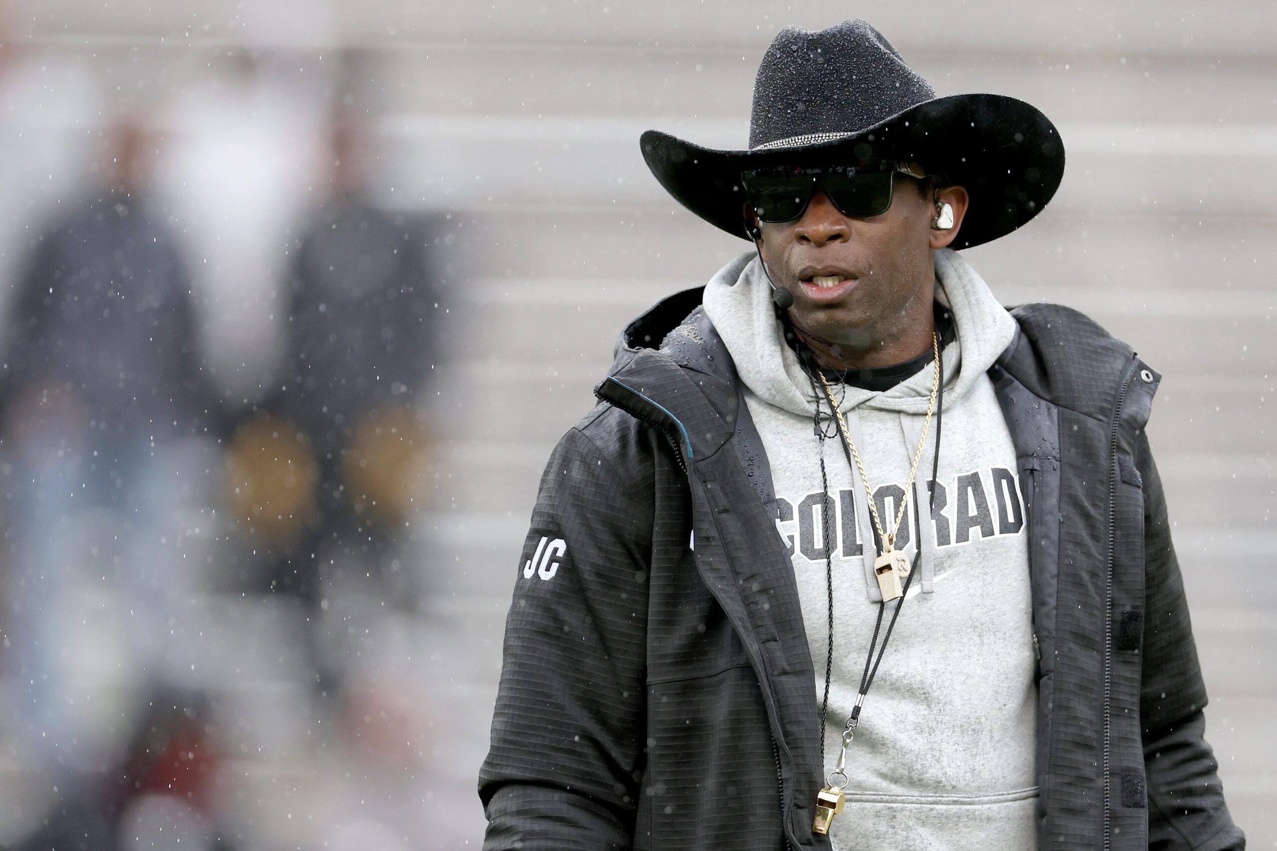 Head coach Deion Sanders of the Colorado Buffaloes watches as his team plays their spring game at Folsom Field on April 27, 2024 in Boulder, Colorado. Photo: Getty Images Matthew Stockman