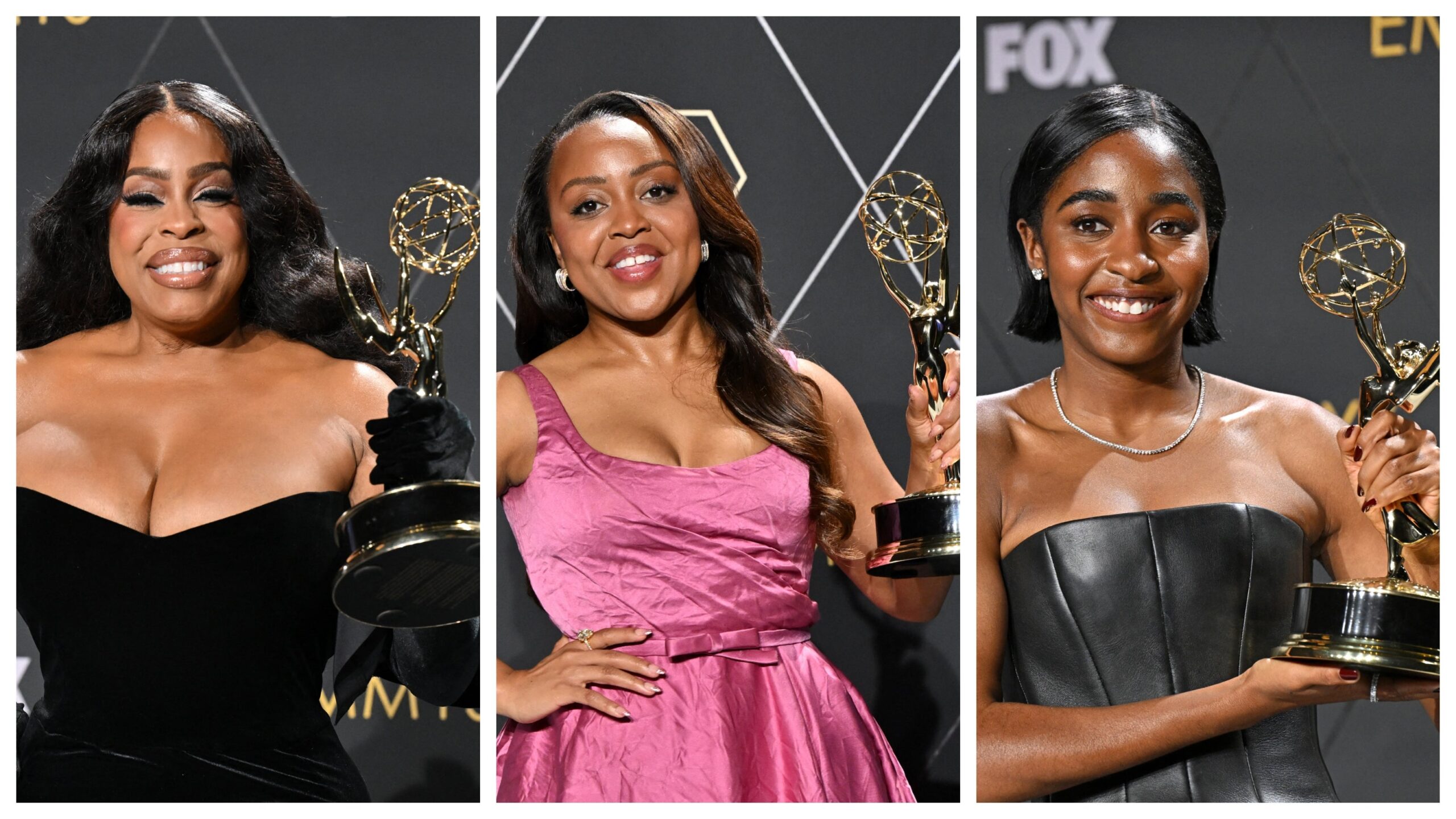 Niecy Nash, left; Quinta Brunson, and Ayo Edebiri. Photo: Getty Images Robyn BECK / AFP