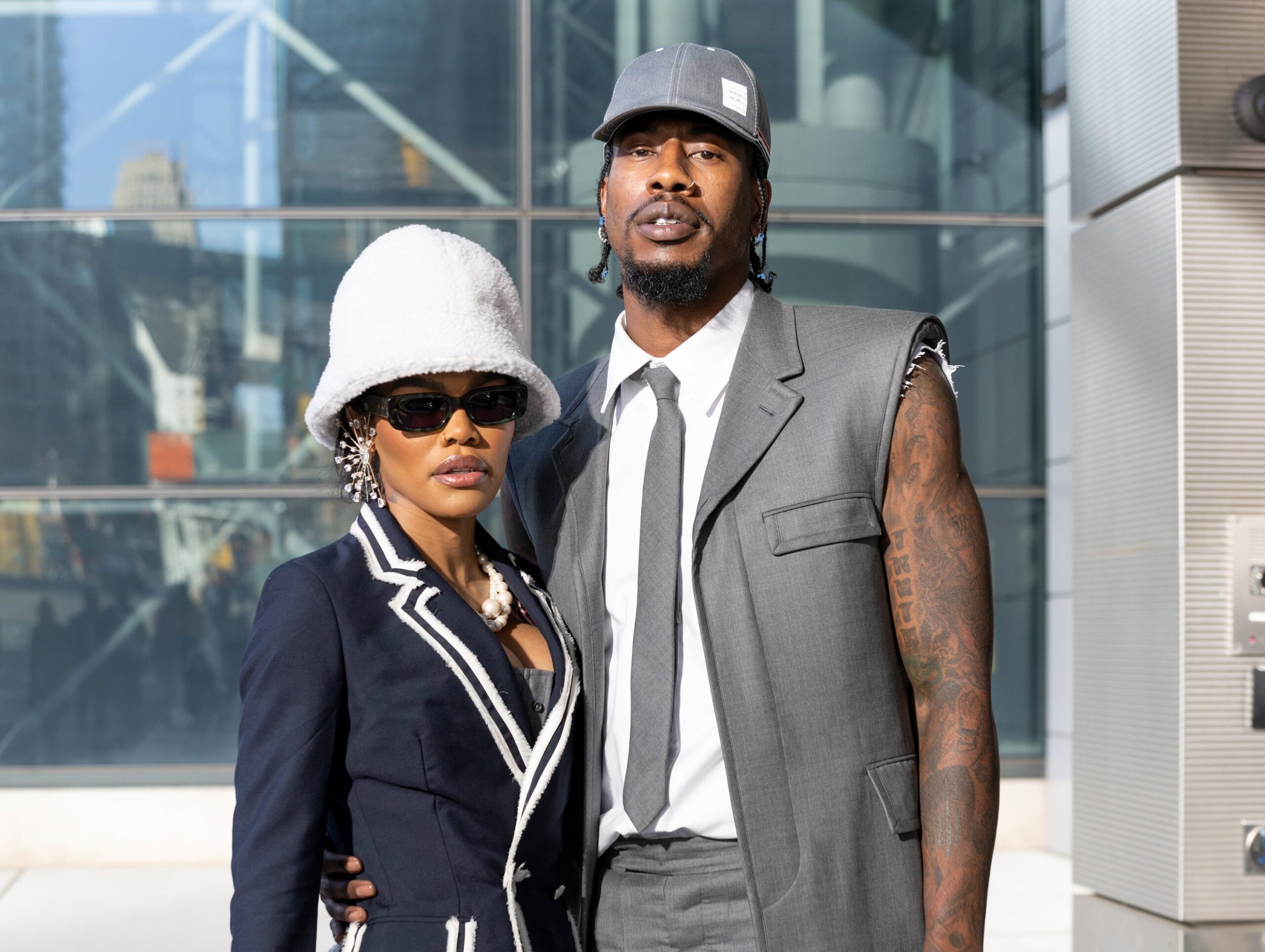 Teyana Taylor and Iman Shumpert are seen arriving to Thom Browne Fall 2022 runway show at Javits Center on April 29, 2022 in New York City. Photo: Getty Images Gilbert Carrasquillo/GC Images
