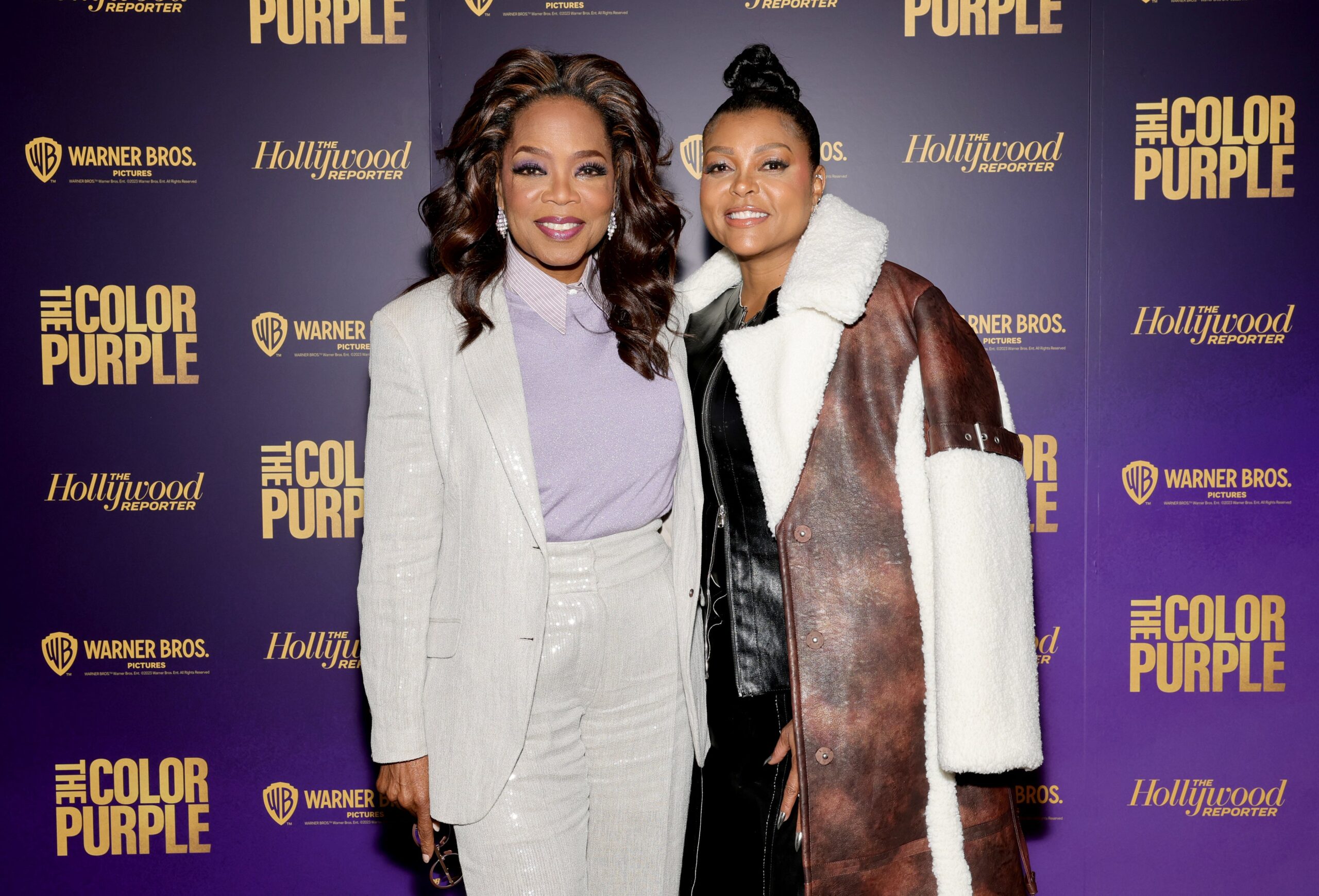 Oprah Winfrey, left and Taraji P. Henson attend THR Presents Live: The Color Purple on December 11, 2023 in New York City. Photo: Getty Images Arturo Holmes/The Hollywood Reporter
