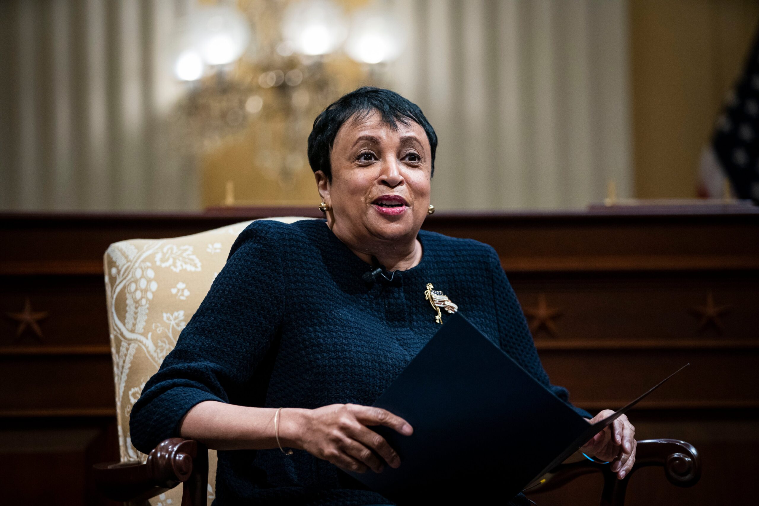 WASHINGTON, DC - JANUARY 06: Librarian of Congress Carla Hayden speaks during a discussion with historians Doris Kearns Goodwin and Jon Meacham about the 2021 attack on the U.S. Capitol on January 6, 2022 in Washington, DC. Photo: Getty Images Al Drago-Pool