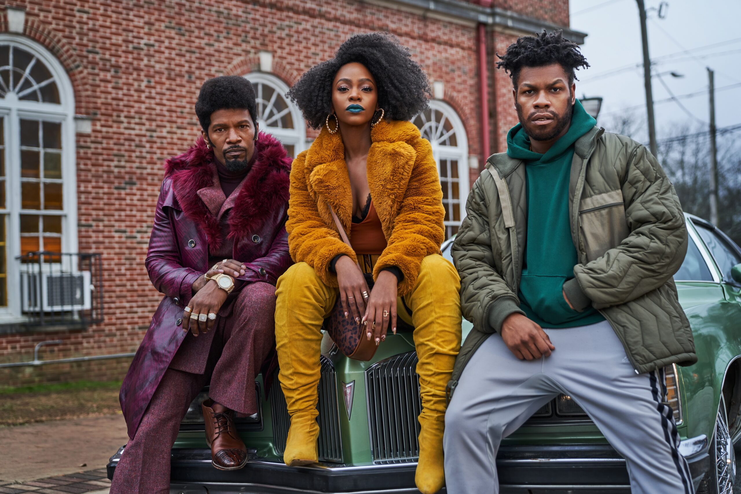 Jamie Foxx, left; Teyonah Parris, and John Boyega. Photo: Courtesy of Netflix Studios