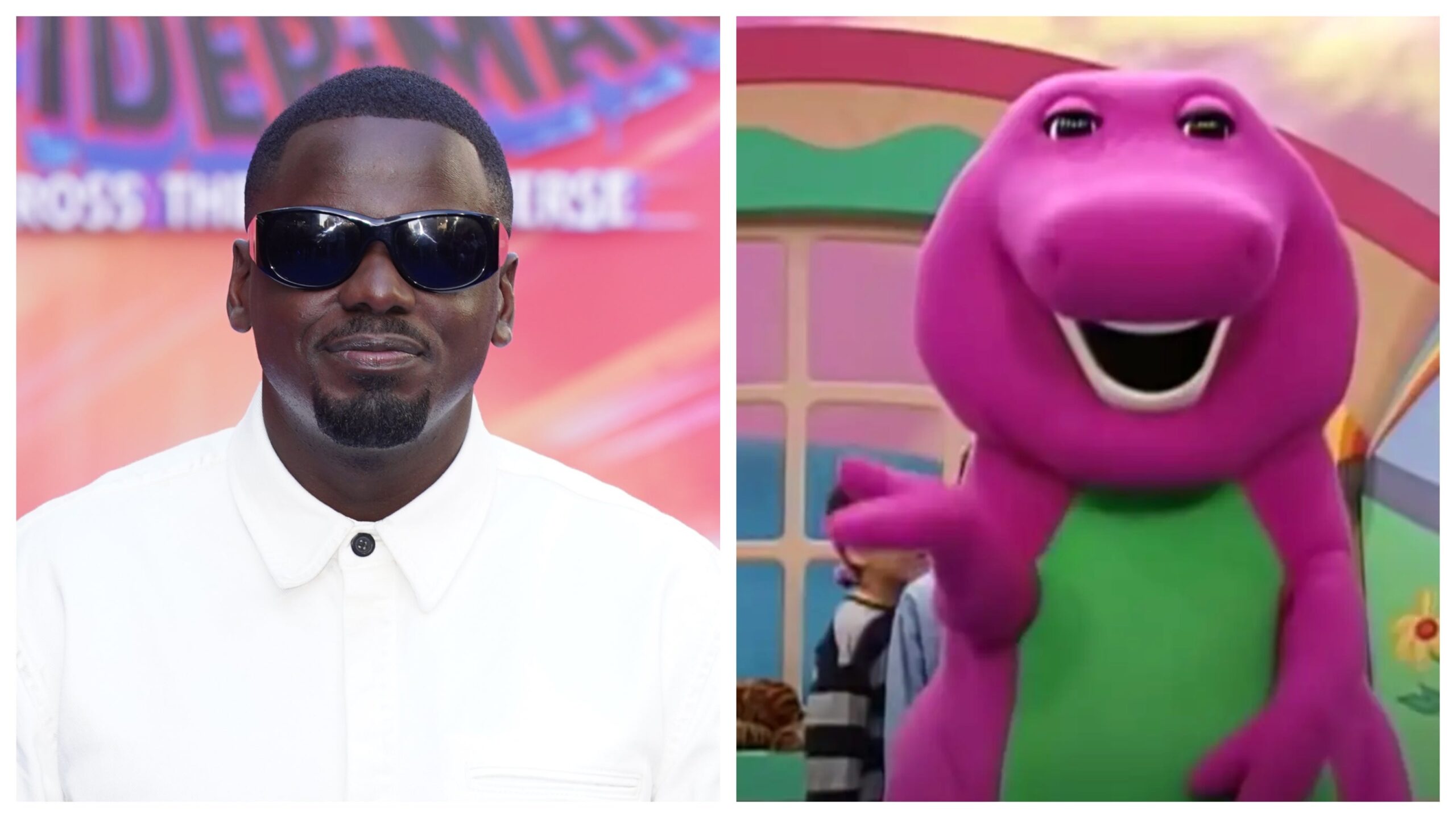 Daniel Kaluuya, left; Barney. Image: Getty Images an West/PA Images; YouTube/Barney