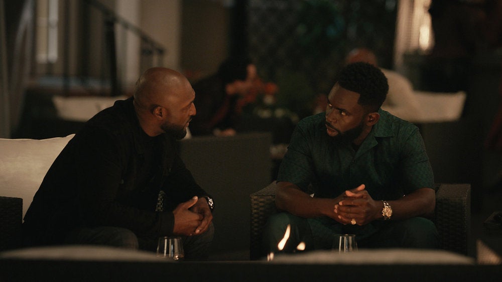 BEL-AIR — “Speaking Truth” Pictured: (l-r) Adrian Holmes as Philip Banks, Jimmy Akingbola as Geoffrey Photo: Peacock