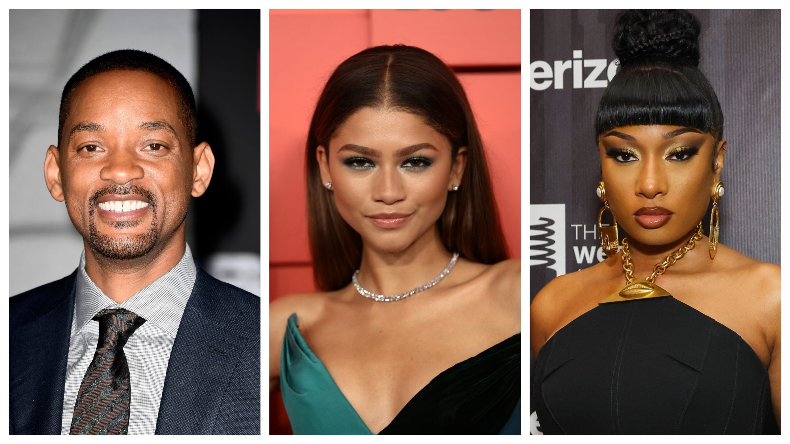 Will Smith, left; Zendaya, and Megan Thee Stallion. Photo: Getty Images Frazer Harrison/Dimitrios Kambouris for TIME/ Mike Coppola for The Webby Awards