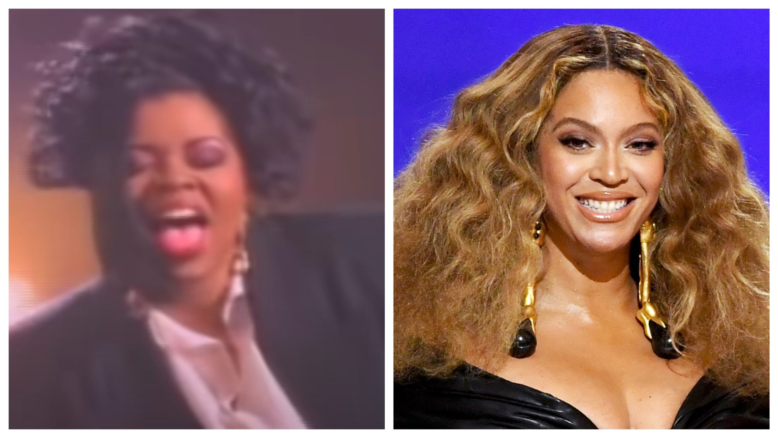 Robin S in her 1993 music video for “Show Me Love,” left; Beyoncé. Photo: YouTube/Spinnin’ Records; Kevin Winter/Getty Images for The Recording Academy)