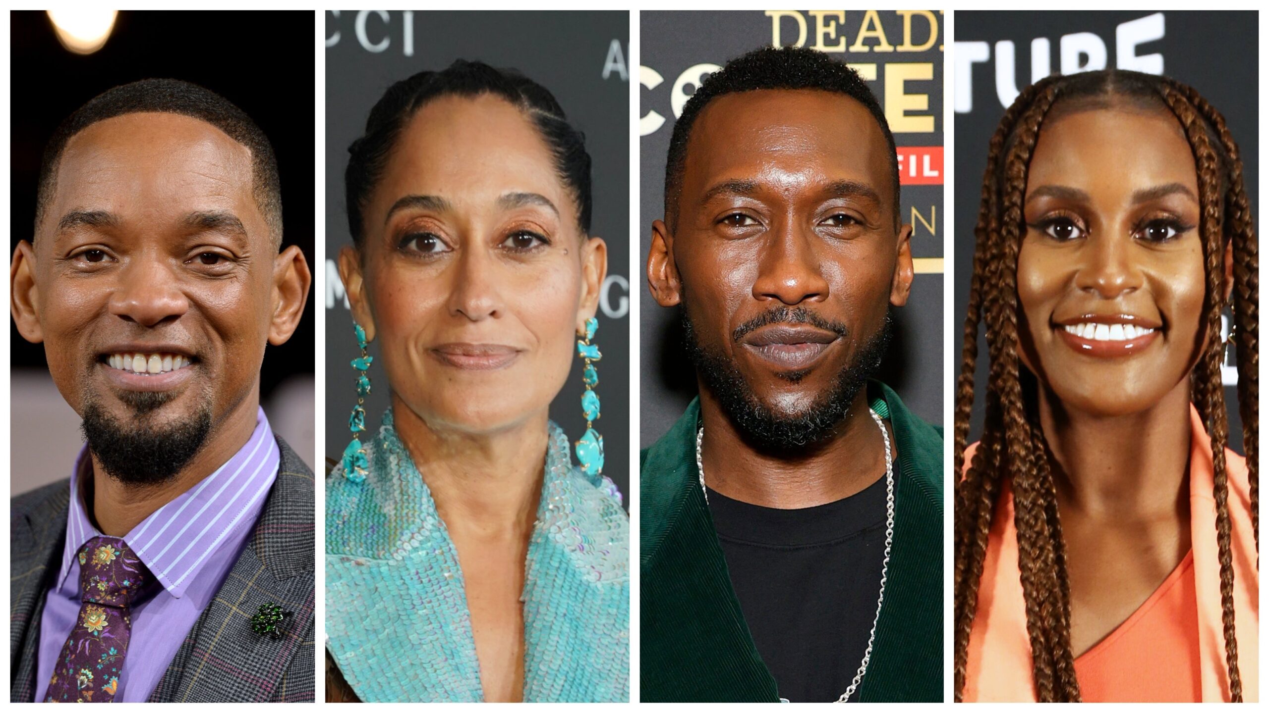 Will Smith, left; Tracee Ellis Ross, Mahershala Ali, and Issa Rae. Photo: Getty Images Jeff Spicer for Warner Bros/ Presley Annfor LACMA/Amy Sussman for Deadline/Tommaso Boddi for Vulture