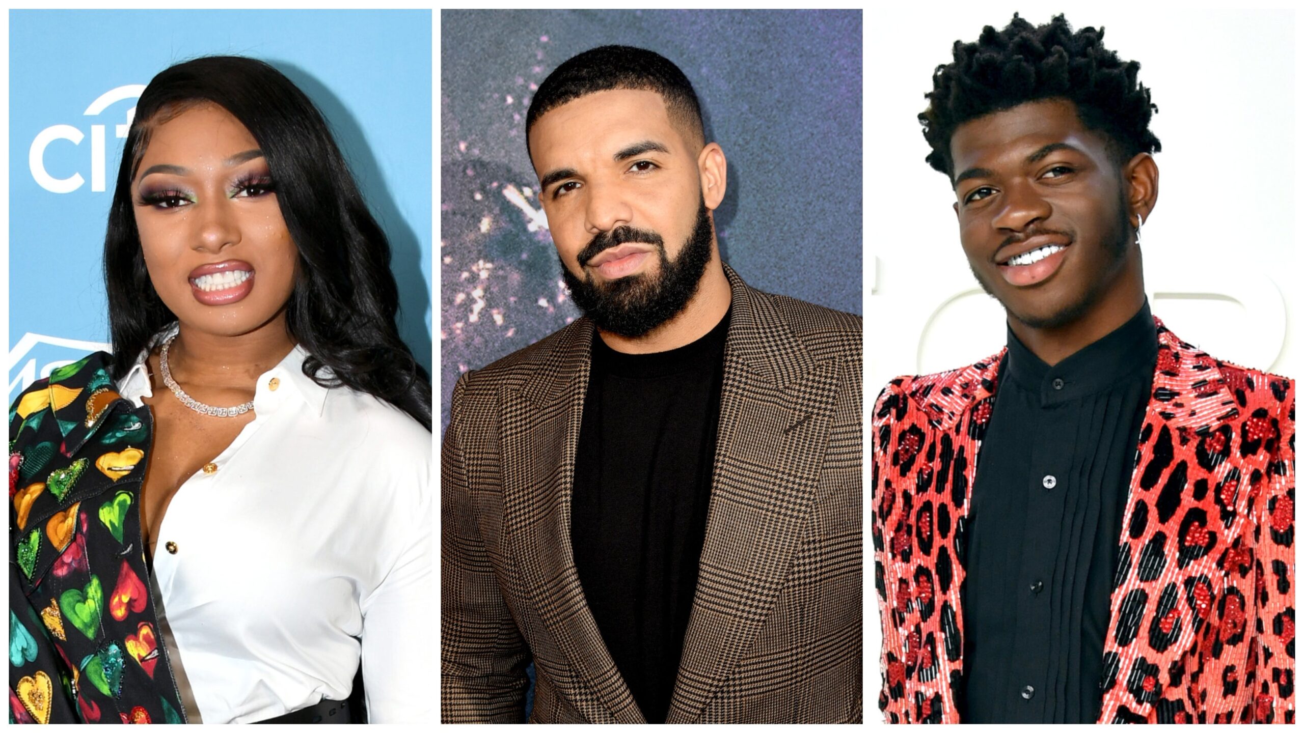 (Left to Right): Megan Thee Stallion, Drake and Lil Nas X Photo: Getty Images Jon Kopaloff/ Kevin Winter/Amy Sussman