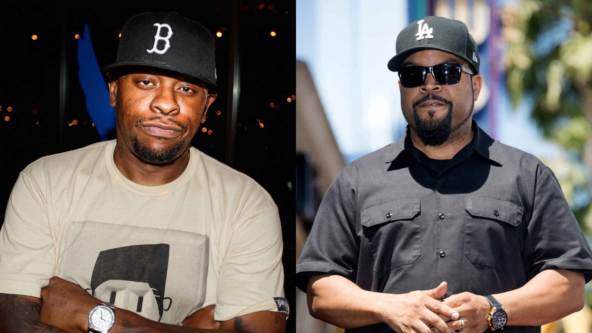 Scarface at the UrbanDaddy Presents Grey Goose Le Melon Fruit Of Kings - Houston on July 31, 2014; Ice Cube attends his star unveiling ceremony on the Hollywood Walk of Fame on June 12, 2017. Photo: Getty Images Bob Levey