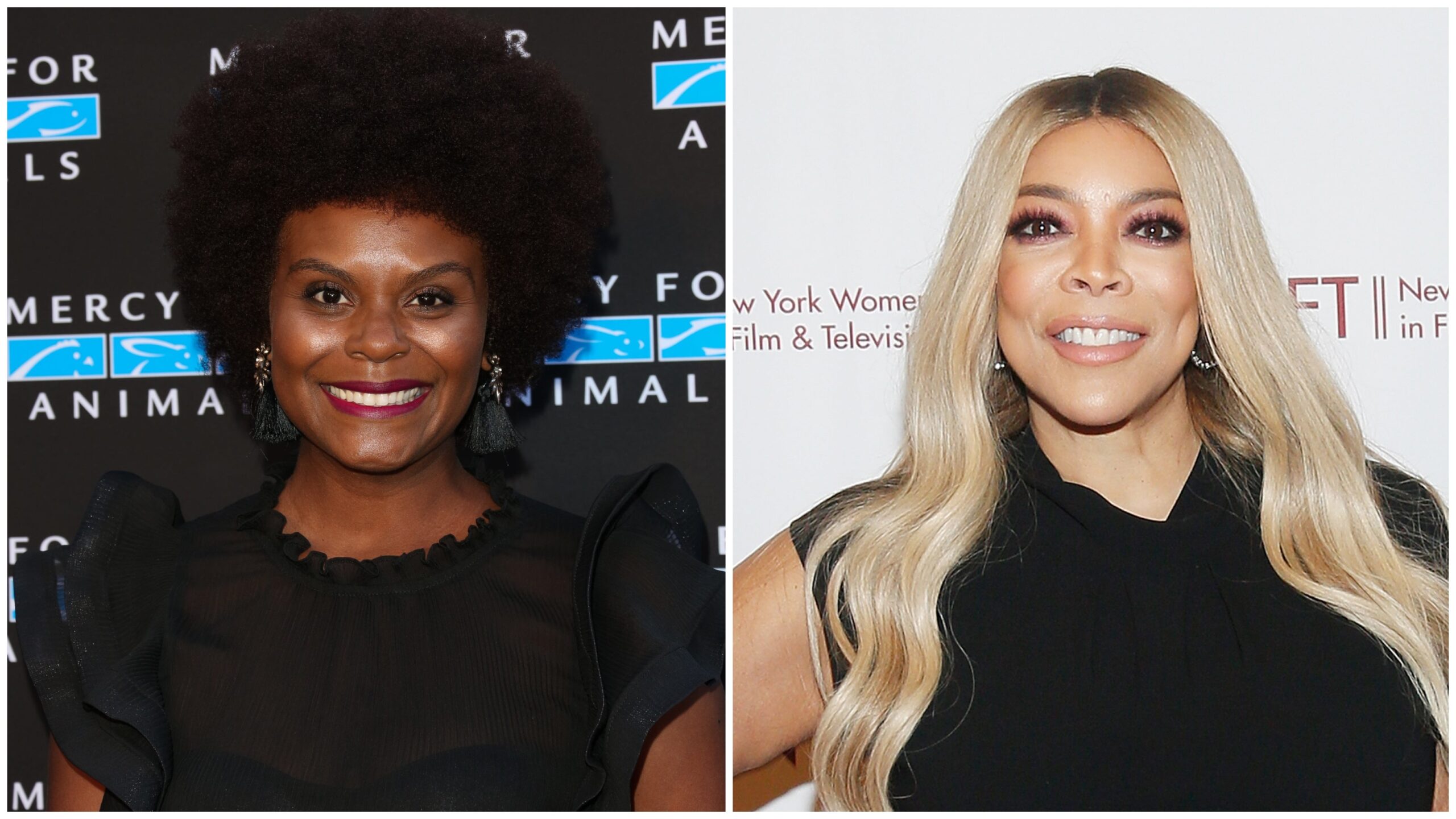 Tabitha Brown at the Mercy For Animals Presents Hidden Heroes Gala 2018on September 15, 2018 in Los Angeles, California; Wendy Williams attends the 2019 NYWIFT Muse Awardson December 10, 2019 in New York City. Photo: Getty Images Paul Archuleta /Lars Niki for New York Women in Film & Television