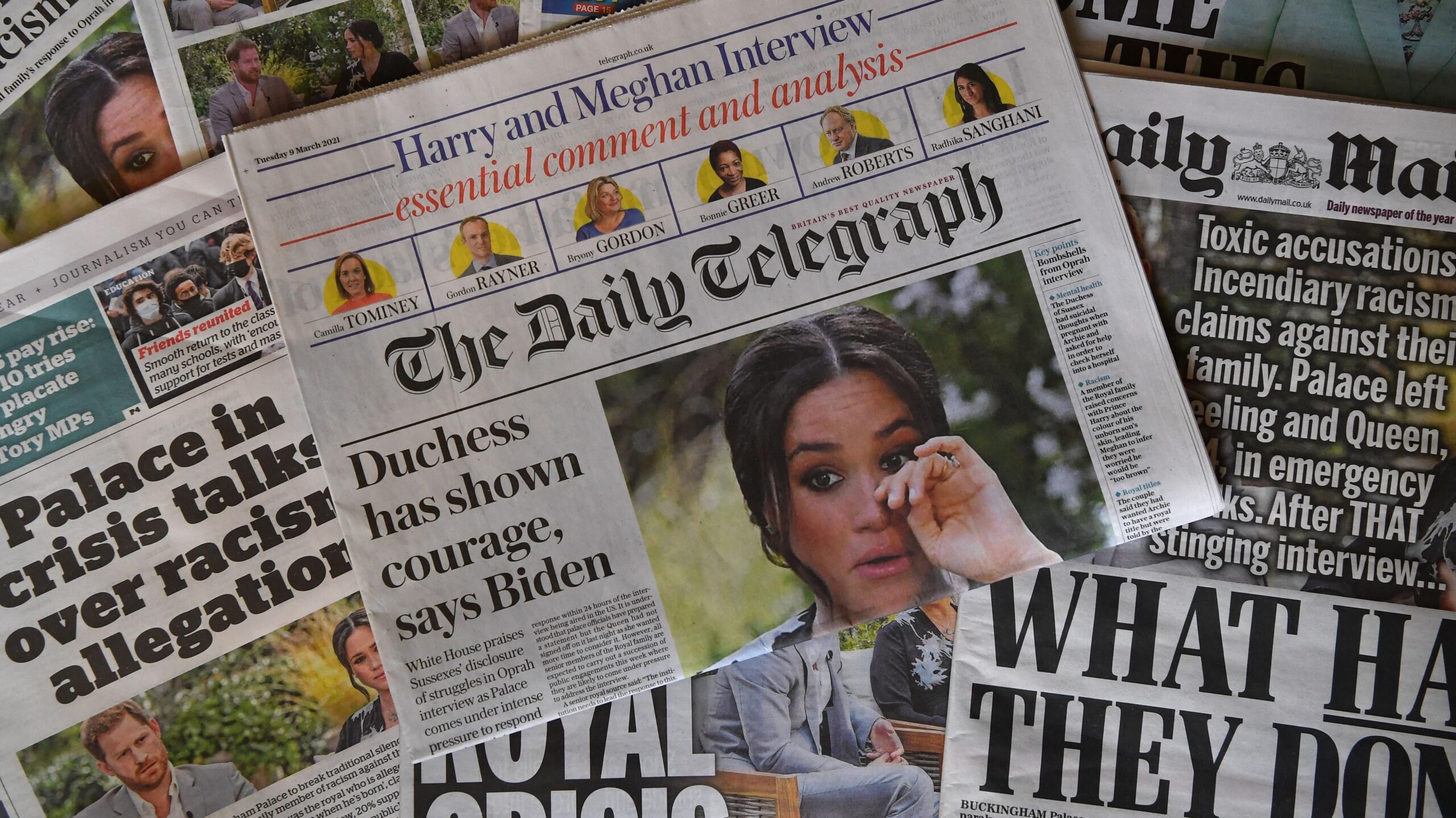 An arrangement of UK daily newspapers photographed as an illustration on March 9, 2021. Photo: Getty Images Ben Stansall/AFP
