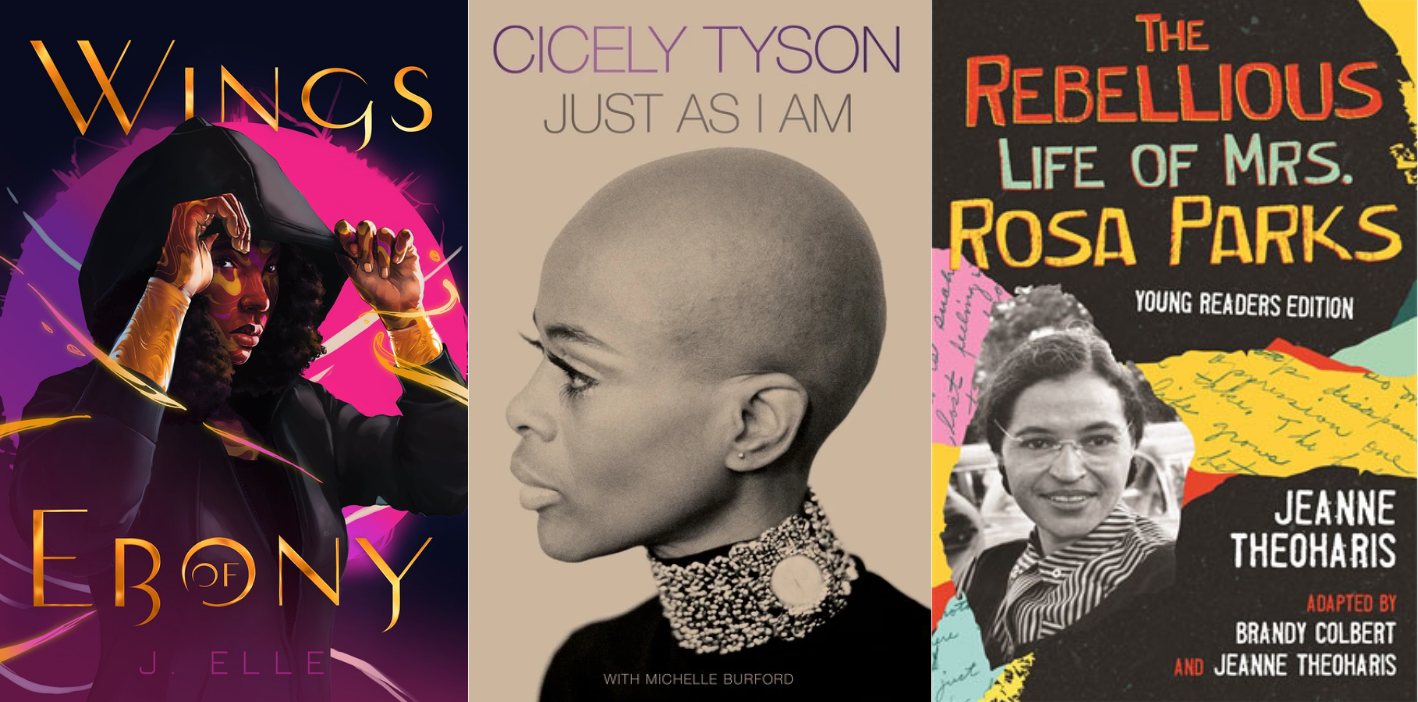 Wings of Ebony; Just as I Am; The Rebellious Life of Mrs. Rosa Parks Image: Simon and Schuster, HarperCollins, Beacon Press
