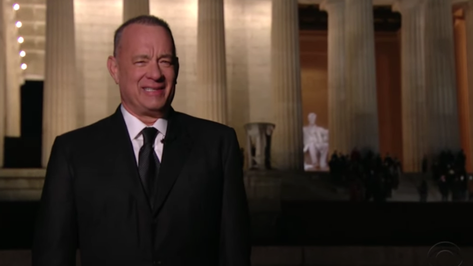 Tom Hanks hosts the 2021 Celebrating America Inauguration Celebration. Screenshot: CBS News/ YouTube