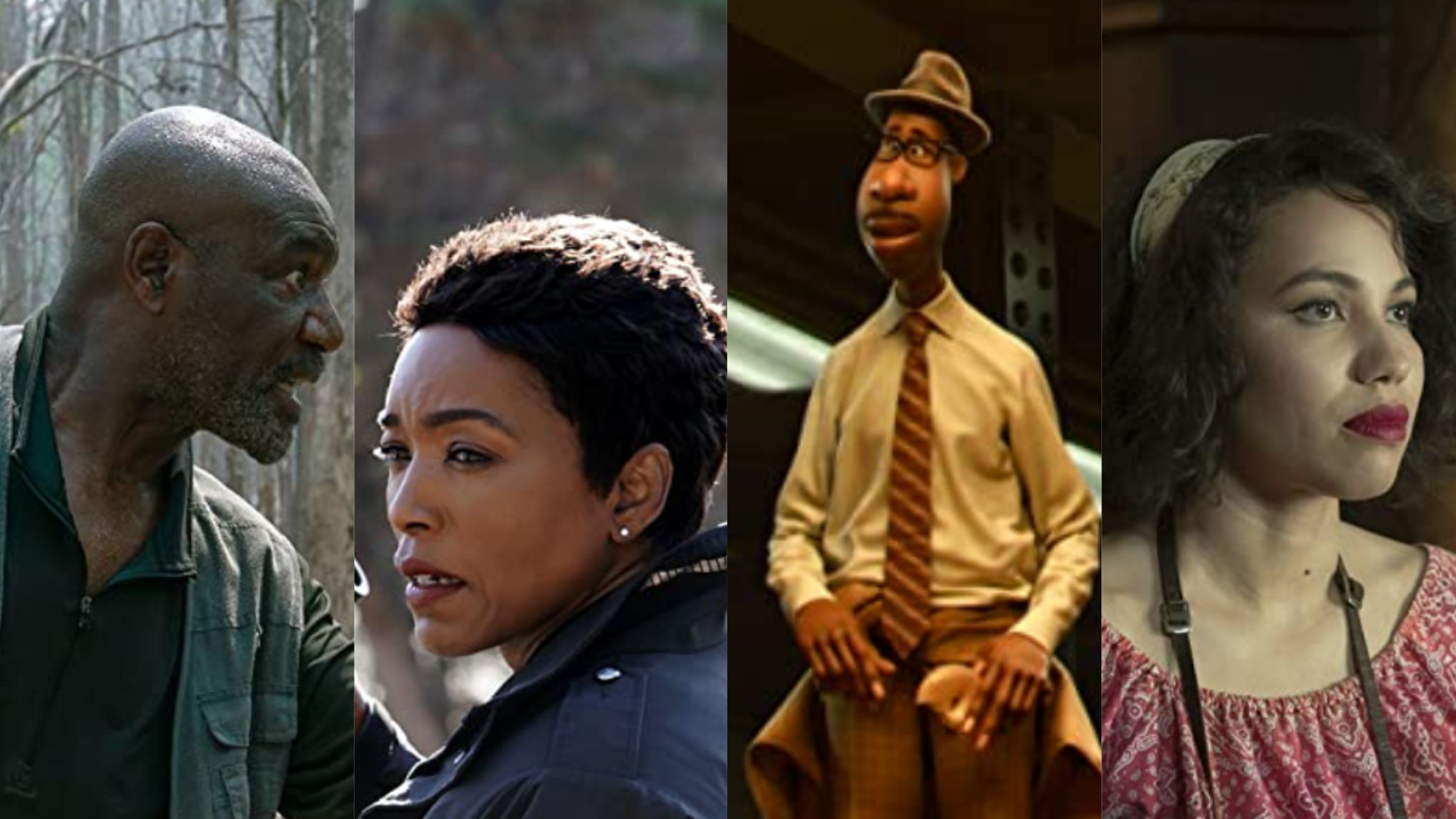Delroy Lindo in Da 5 Bloods (2020); Angela Bassett in 9-1-1 (2018-present), Jamie Foxx in Soul (2020); Jurnee Smollett in Lovecraft Country (2020) Photo: Netflix