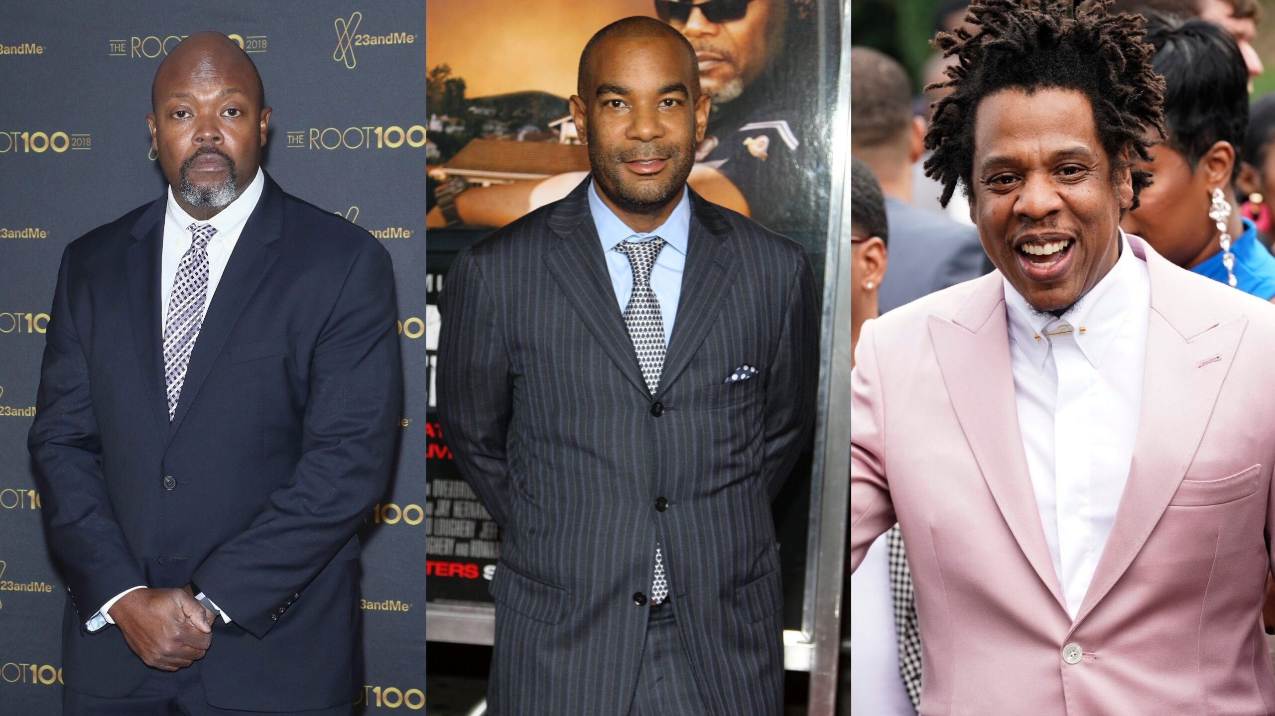 Cheo Hodari Coker, left, attends the 2018 The Root 100 gala on November 8, 2018; James Lassiter attends the “Lakeview Terrace” premiere on September 15, 2008; Jay-Z attends 2020 Roc Nation THE BRUNCH on January 25, 2020. Photo: Getty Images Jim Spellman/Getty Images