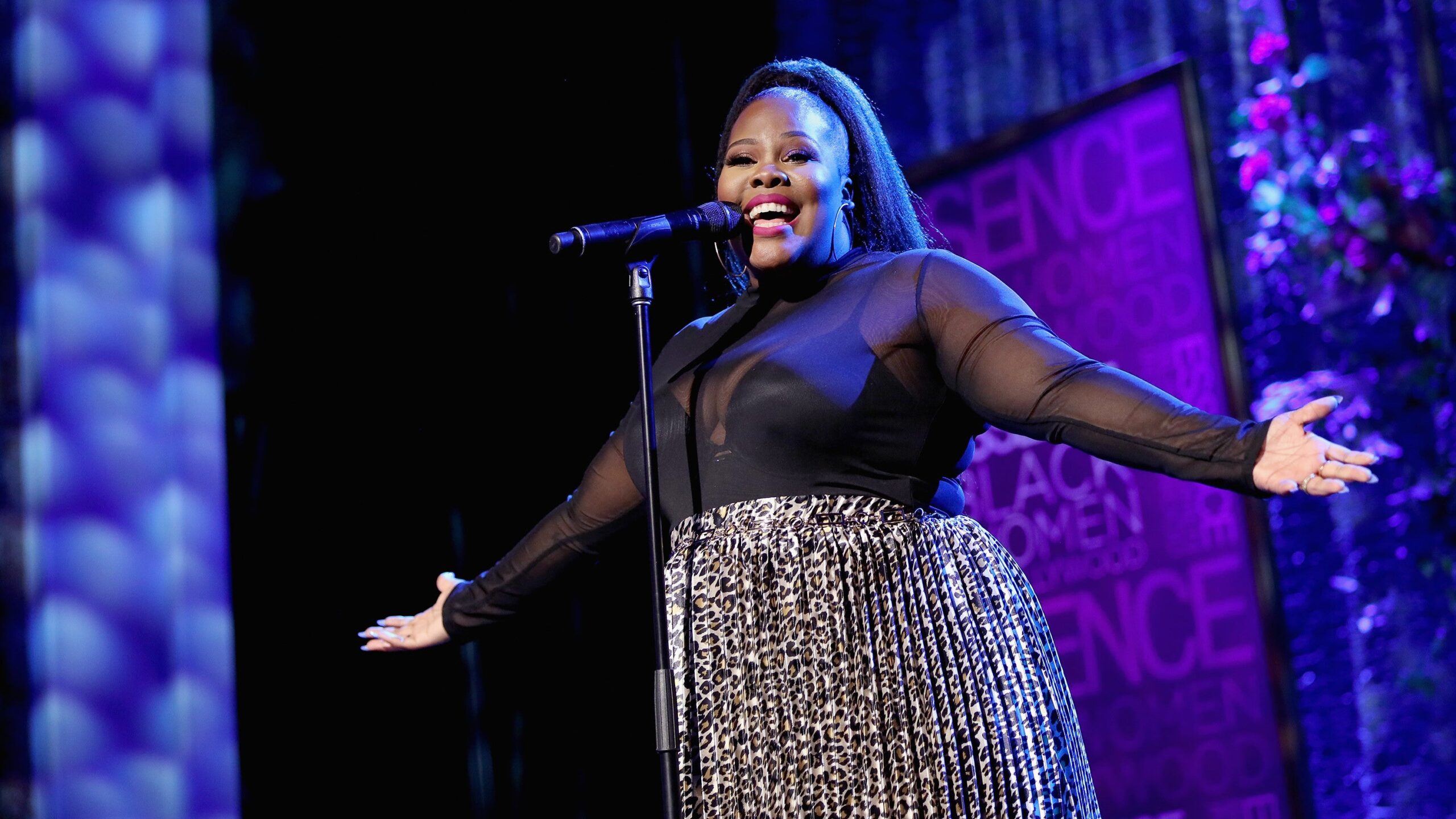 Amber Riley performs onstage during the 2019 Essence Black Women in Hollywood Awards Luncheon on February 21, 2019. Photo: Getty Images Rich Polk for ESSENCE