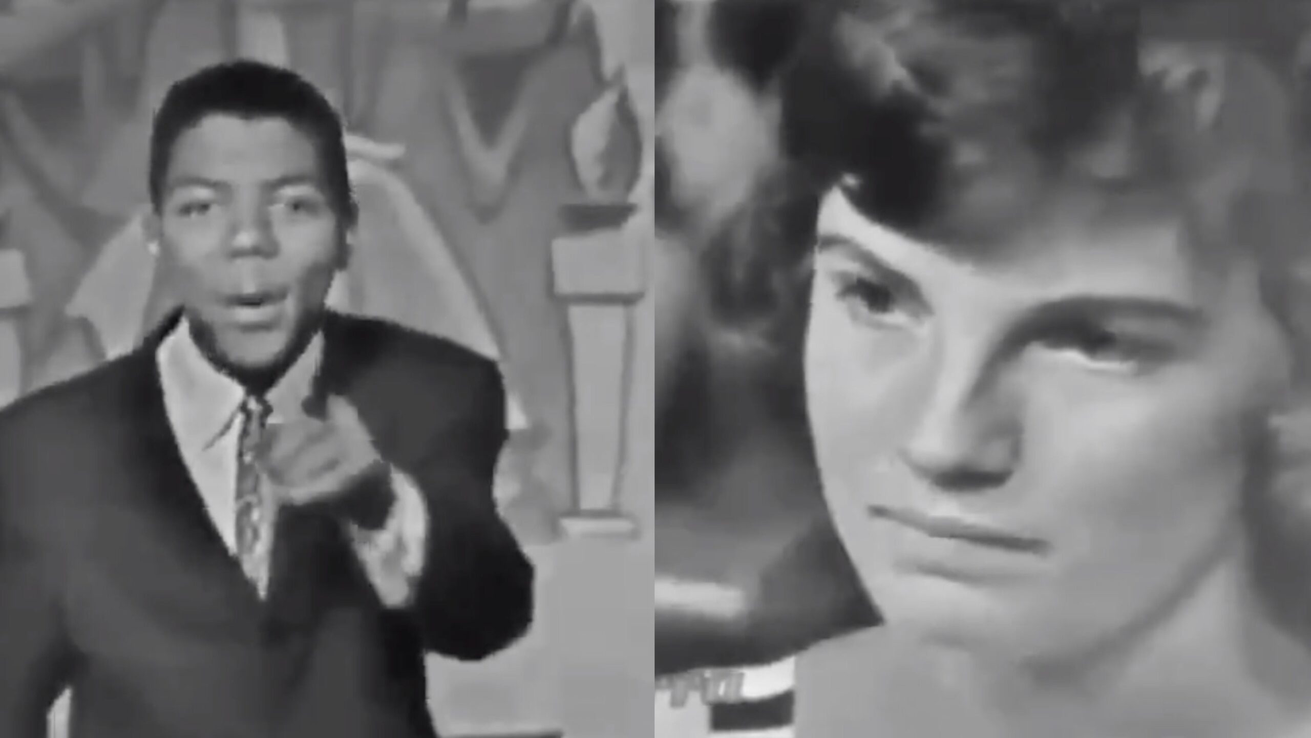 Frankie Lymon performing “Little Bitty Pretty One” live onstage; a “Jim Crow Karen” Screenshot: Twitter