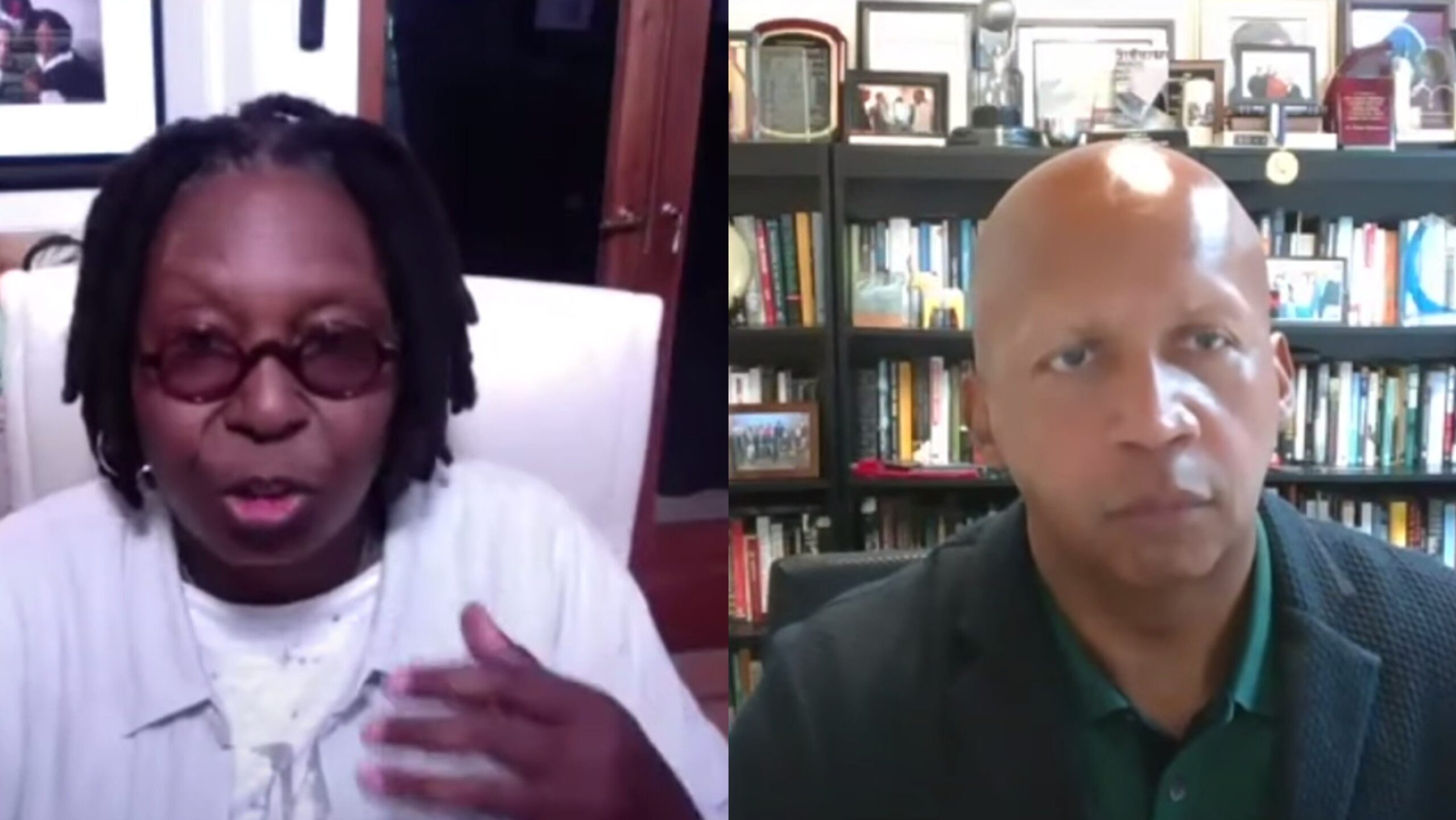 Whoopi Goldberg and Bryan Stevenson in “Academy Dialogues: The Power of Narrative” (2020) Screenshot: Oscars/YouTube