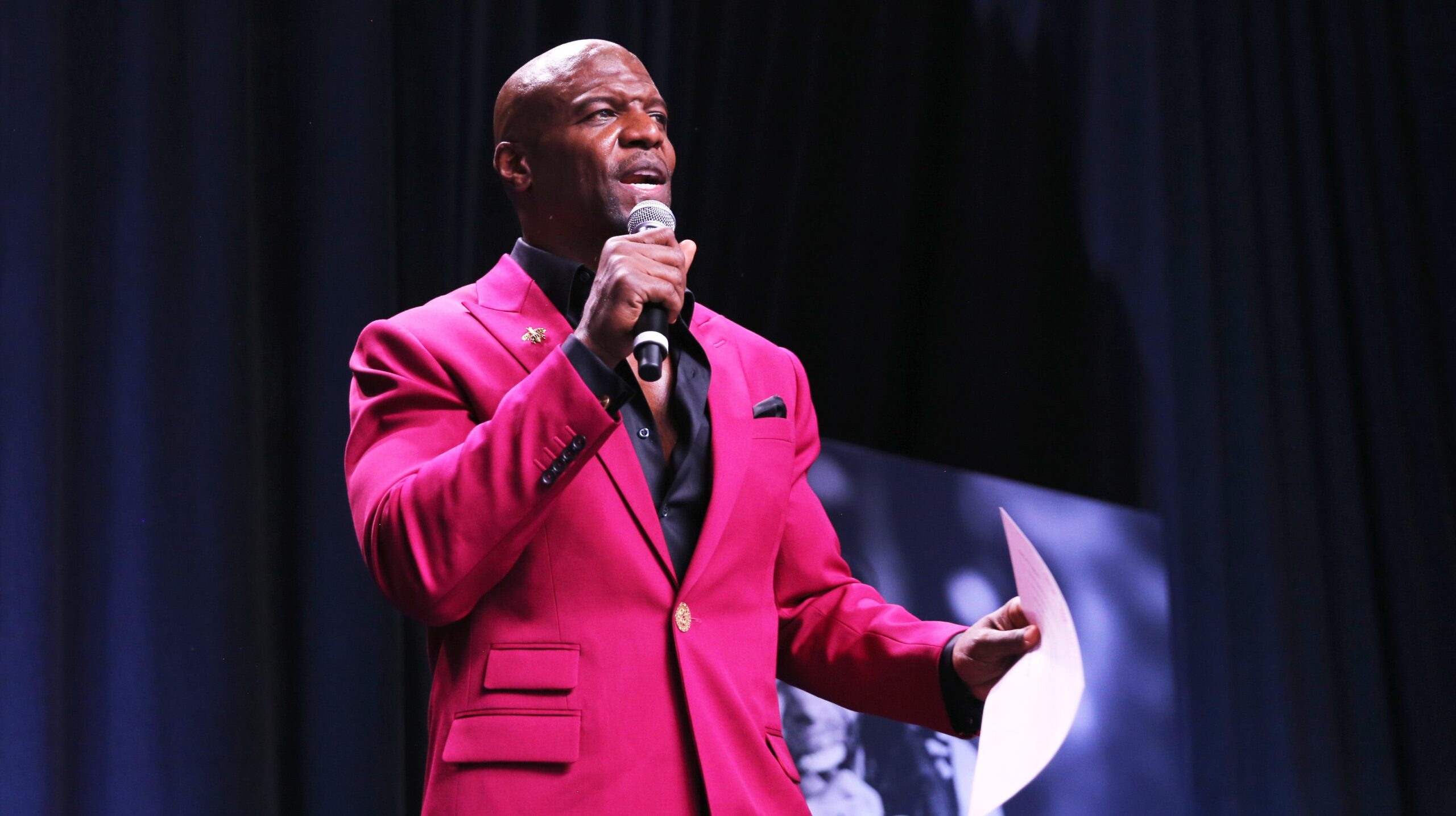 Terry Crews speaks onstage during Steven Tyler’s Third Annual GRAMMY Awards Viewing Party on January 26, 2020 in Los Angeles, California. Photo: Getty Images for Janie’s Fund Anna Webber