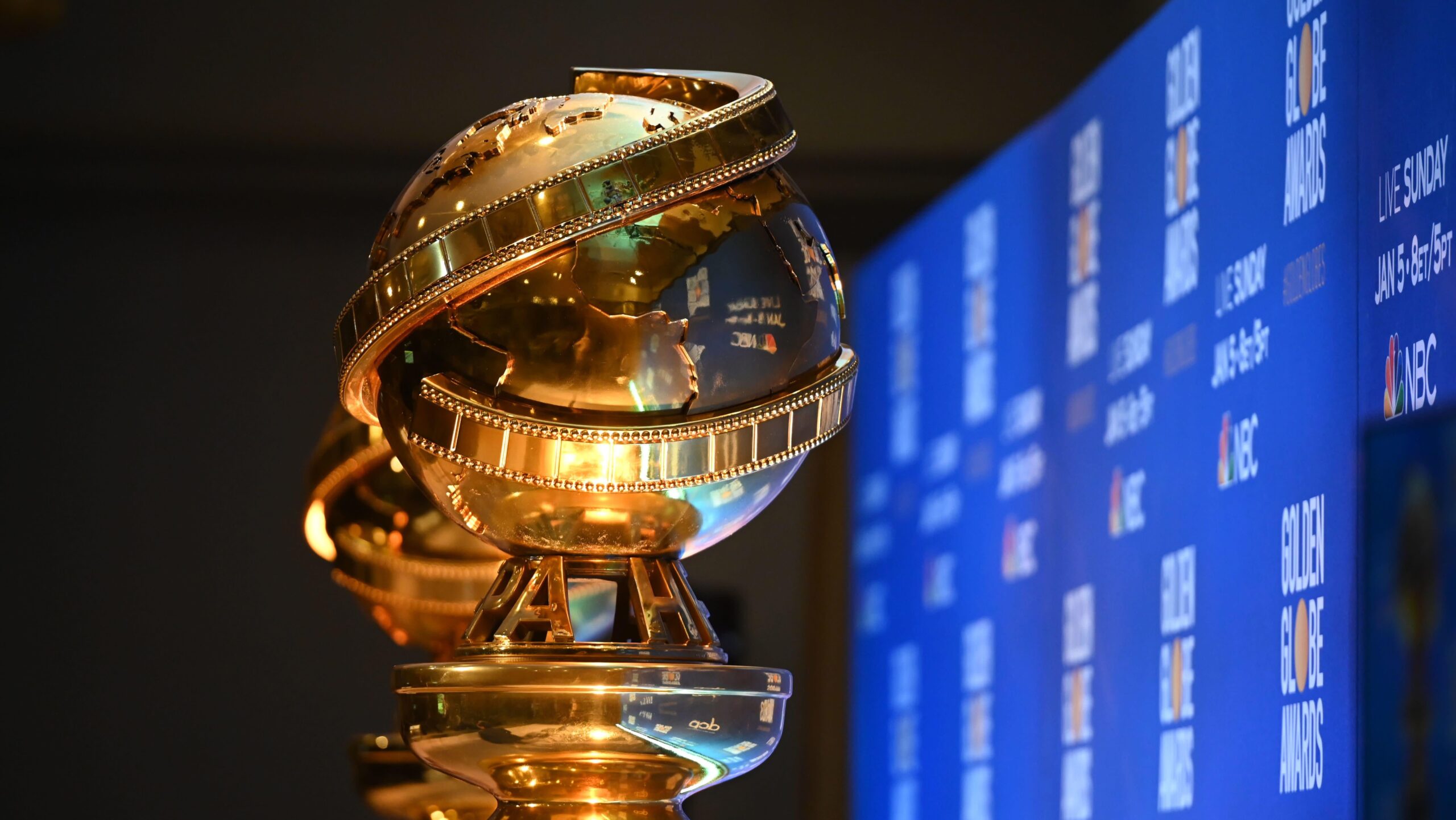 Golden Globe trophies are set by the stage ahead of the 77th Annual Golden Globe Awards nominations announcement in Beverly Hills on December 9, 2019. Photo: AFP via Getty Images Robyn Beck