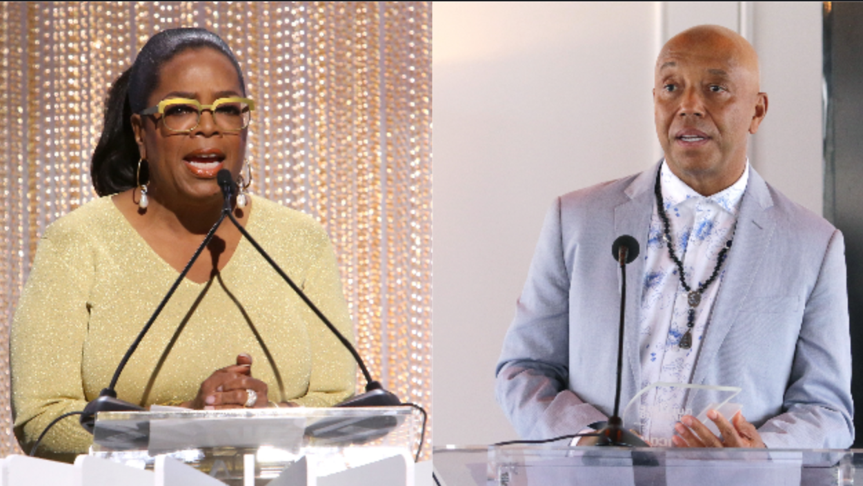 (L-R): Oprah Winfrey speaks onstage during The Hollywood Reporter’s Empowerment In Entertainment Event 2019 on April 30, 2019 in Los Angeles, California. ; Russell Simmons receives the Icon Award at the Culture Creators 2nd Annual Awards Brunch Presented By Motions Hair And Ciroc on June 24, 2017 in Beverly Hills, California. Photo: Getty Images for THR Jesse Grant