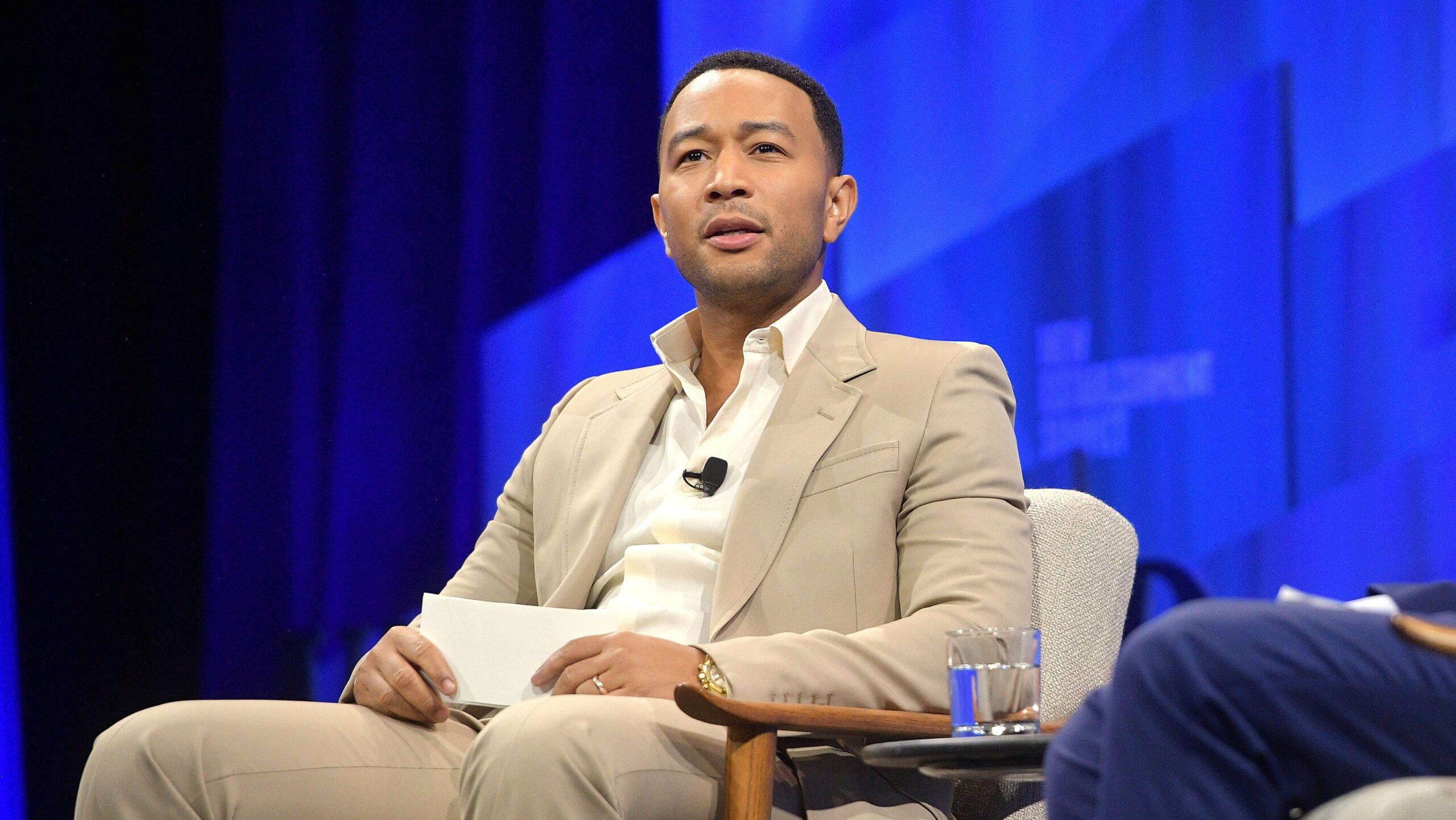 John Legend speaks onstage during ‘Legend Has It: Activism and Influence in the Age of Trump’ at Vanity Fair’s 6th Annual New Establishment Summit on October 22, 2019 in Beverly Hills, California. Photo: Getty Images for Vanity Fair Matt Winkelmeyer
