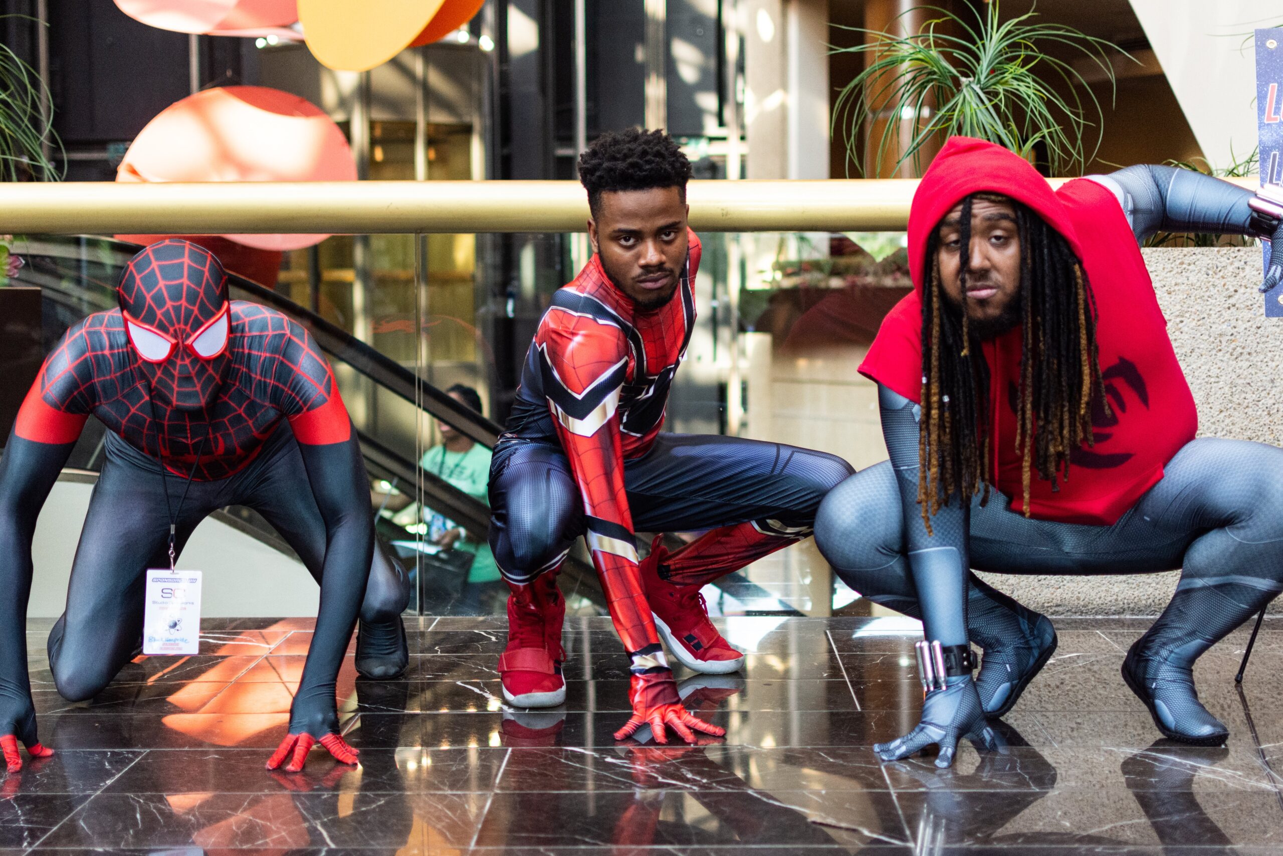 Three Spider-Men Pose at BlerdCon 2019 in Washington, D.C. Photo: De’Shawn Walters