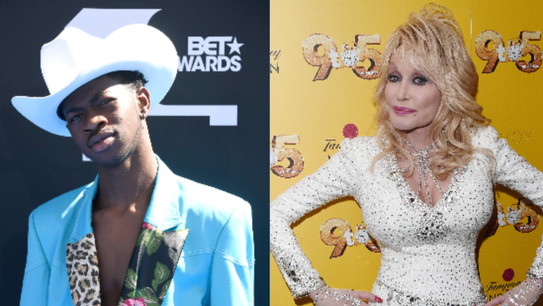 Lil Nas X attends the 2019 BET Awards on June 23, 2019 in Los Angeles; Dolly Parton attends the gala evening of Dolly Parton’s ‘9 TO 5' The Musical on Feb. 17, 2019 in London. Photo: Getty Images Frazer Harrison