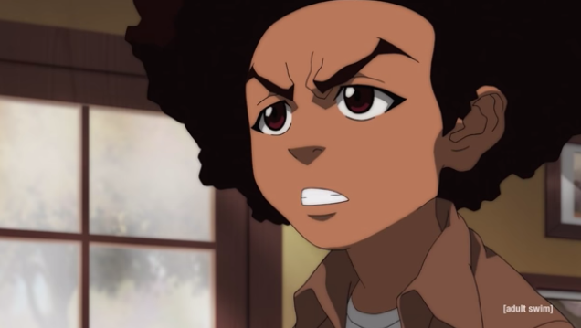 Huey Freeman in a scene from season 4 of The Boondocks Screenshot: Adult Swim