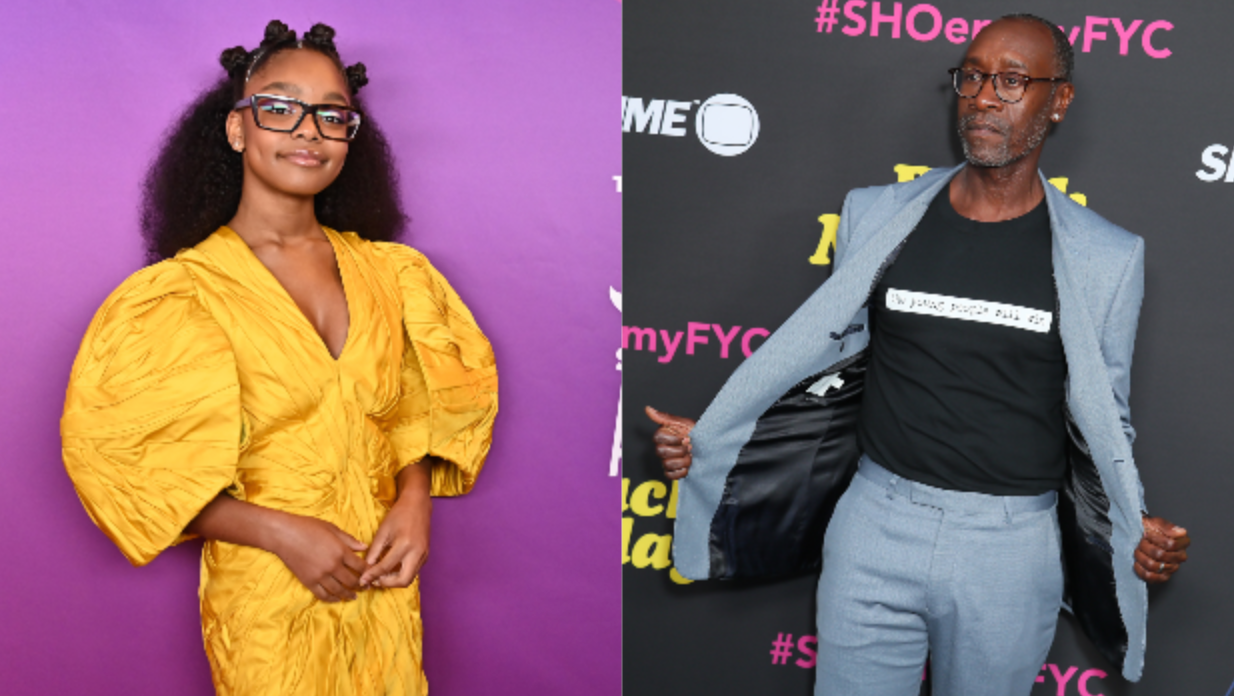Marsai Martin, left. attends the 11th Annual Shorty Awards on May 5, 2019, in New York City; Don Cheadle attends FYC Red Carpet Event For Showtimes’ “Black Monday” on May 14, 2019, in North Hollywood, Calif. Photo: Getty Images for Shorty Awards Astrid Stawiarz