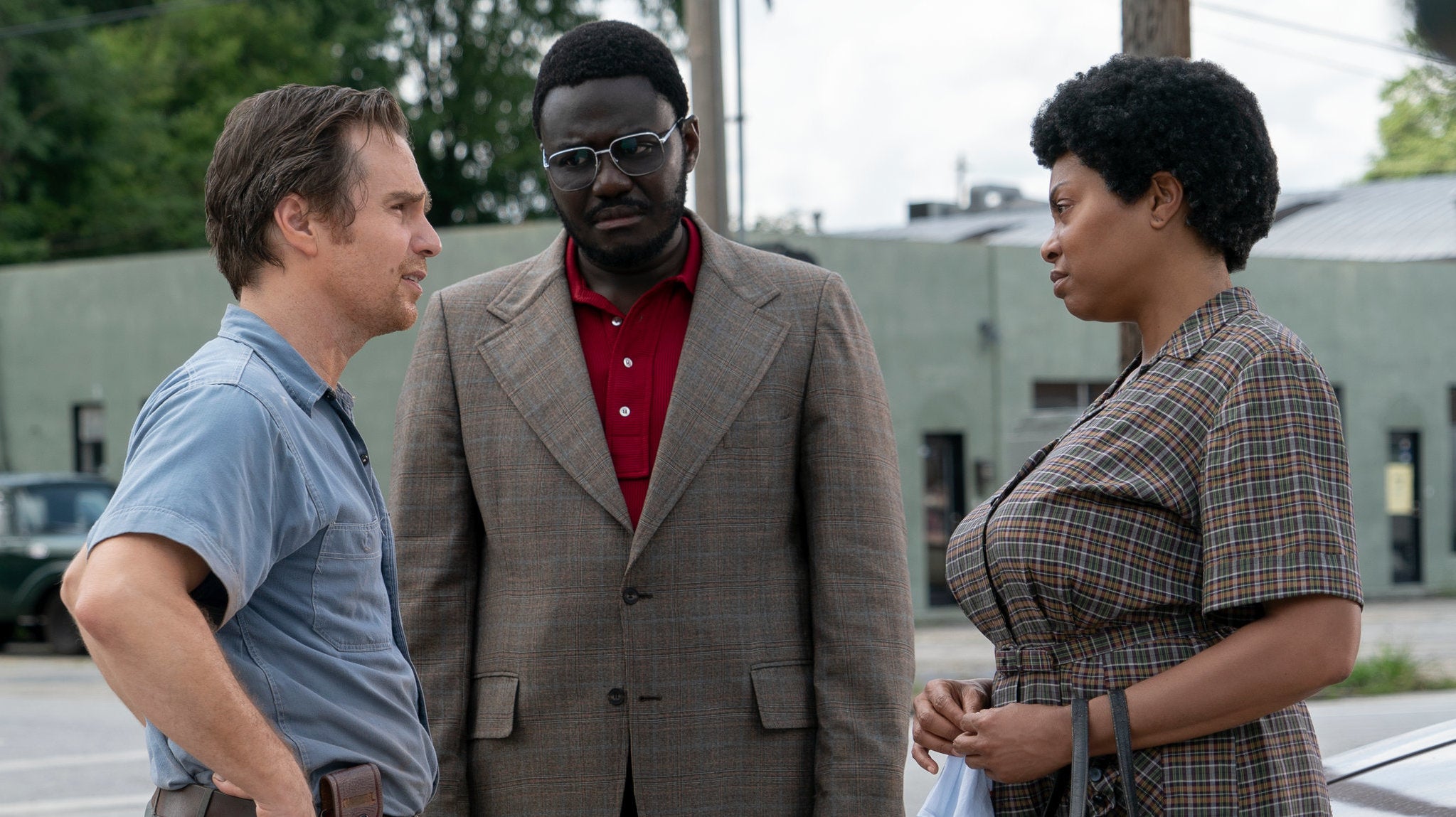 Sam Rockwell, Babou Ceesay and Taraji P. Henson in a scene from The Best of Enemies Photo: STX Films Annette Brown